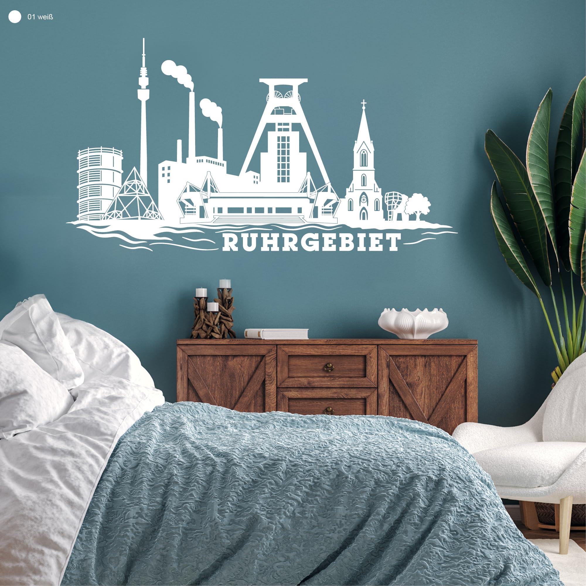 Wandtattoo Hamburg Skyline – Selbstklebend, Rückstandslos Ablösbar, Größe Ca. 60x12 Cm, 30 Farben Wählbar