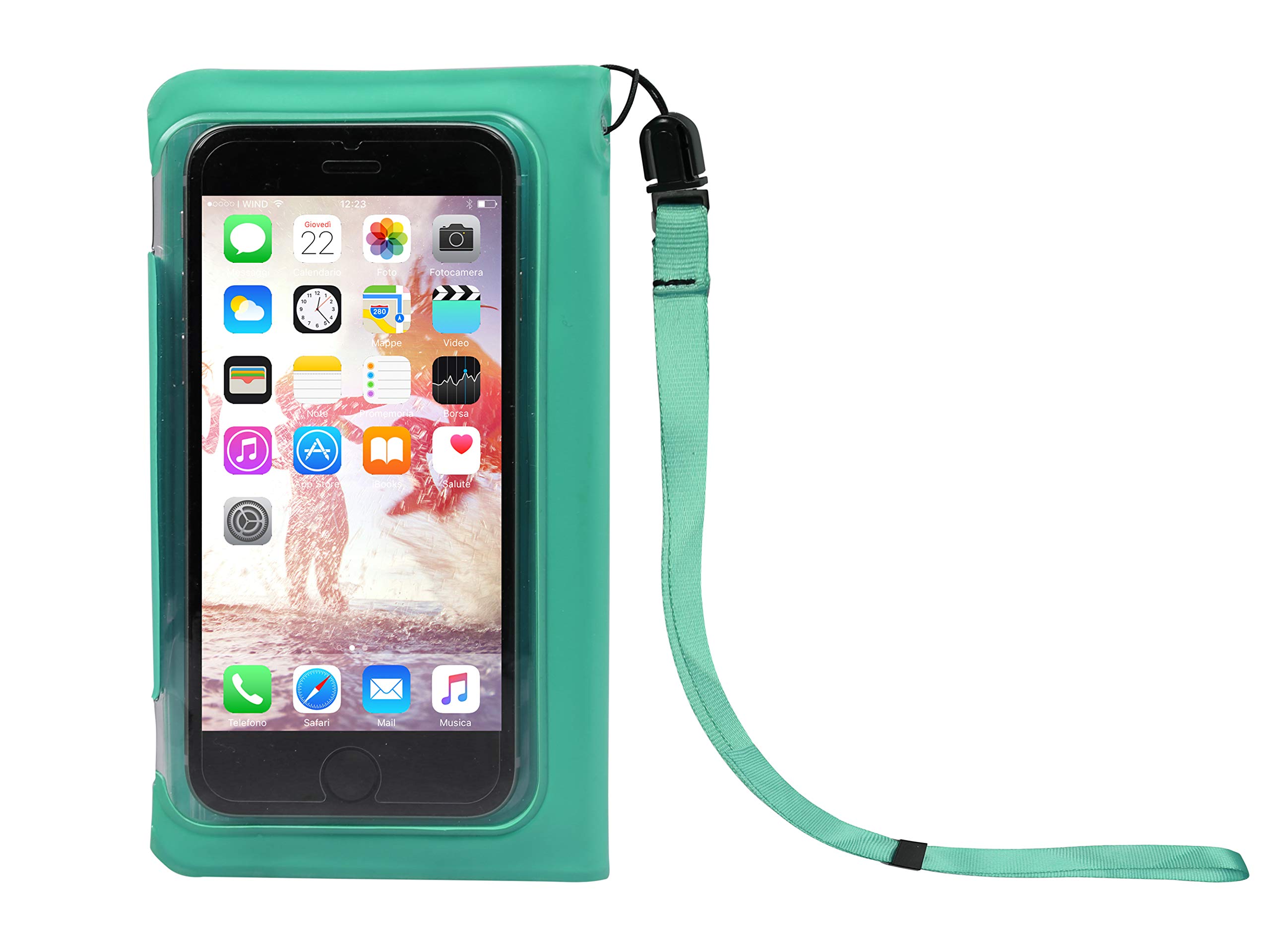 SBS Custodia Impermeabile a Libro per Smartphone Fino a 5 Pollici, con vani Porta Oggetti e Laccio da Collo