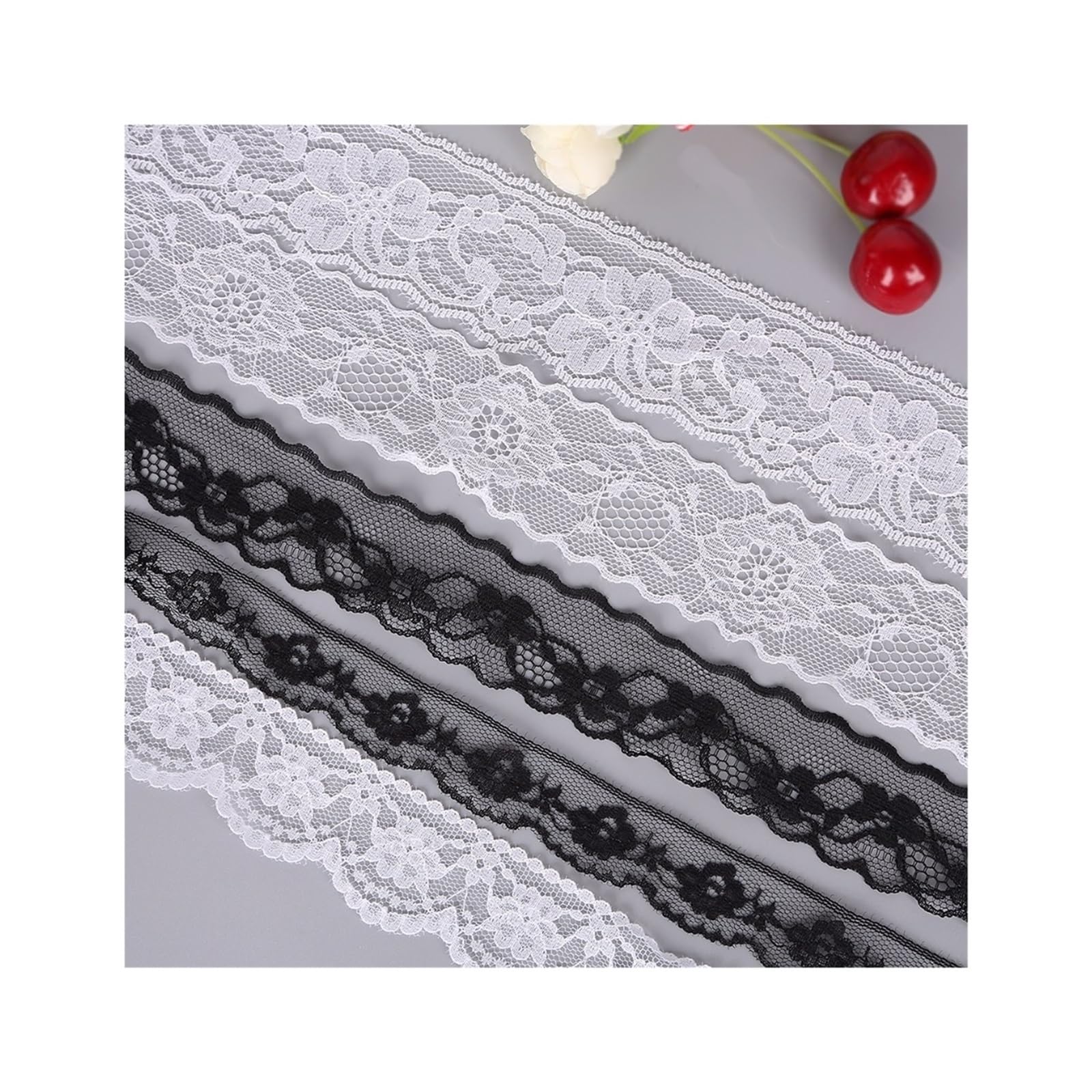 1 pieza / 100,0 m cinta de encaje tela Para Hogar | Adornos Bordados Artesanía Decoración Boda Encaje Cinta Envoltura Blanco y Negro(White)