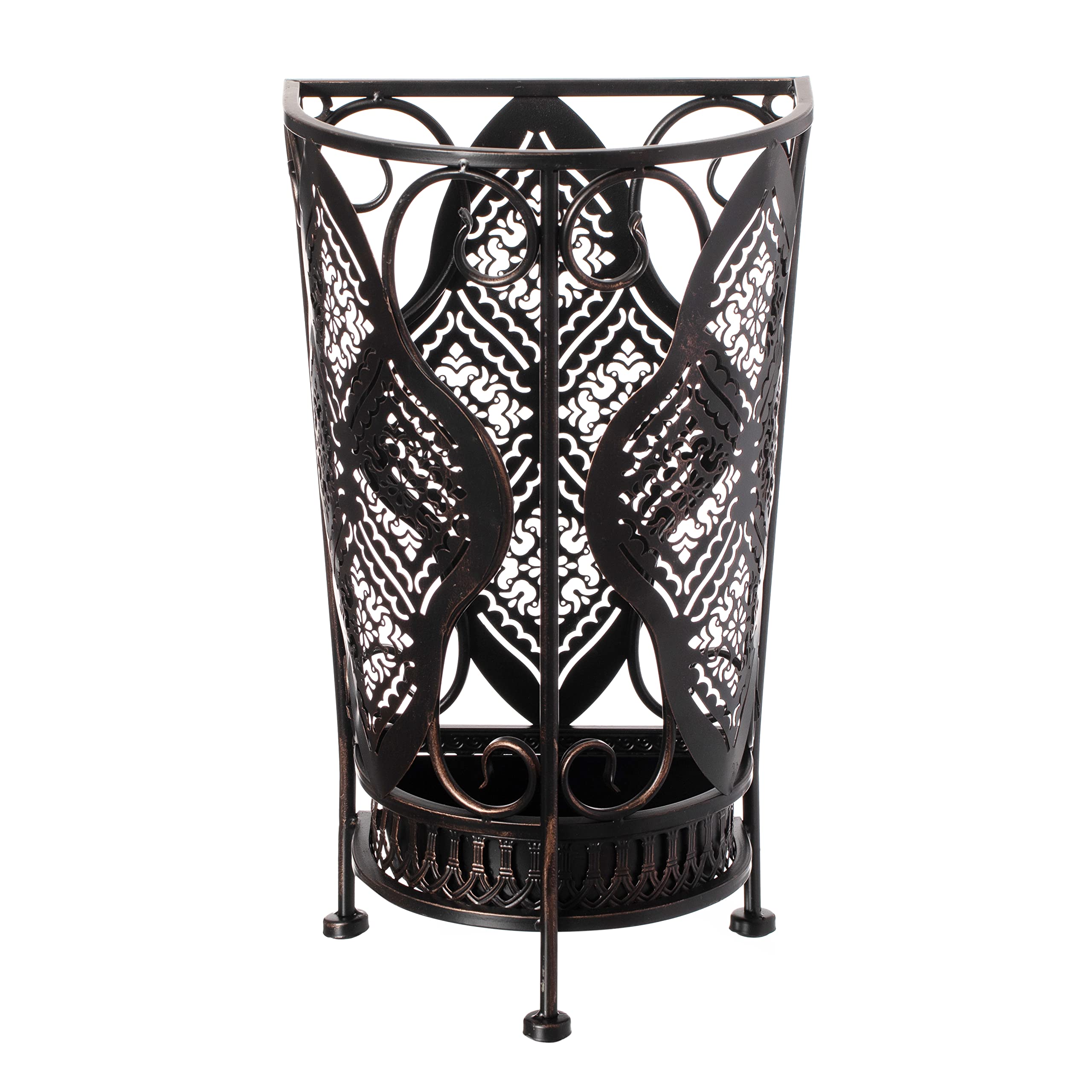 Dualplex Umbrella Holder Umbrella Stand Rack Super Quality Metal Entry Hallway Décor Removable Drip Tray for Home Office Holds Umbrellas Canes Walking Sticks Best Gift 16" Tall (Wallside, Antique)