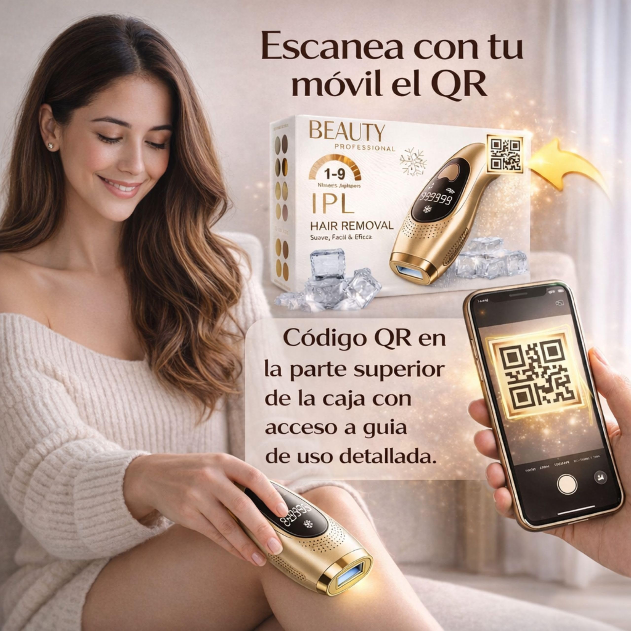 Depiladora laser mujer y hombre – 999999 flashes luz pulsada ipl - pantalla lcd -elimina el vello sin dolor - 9 niveles energia - 3 modos HR SC RA con refrigeracion - facial y corporal