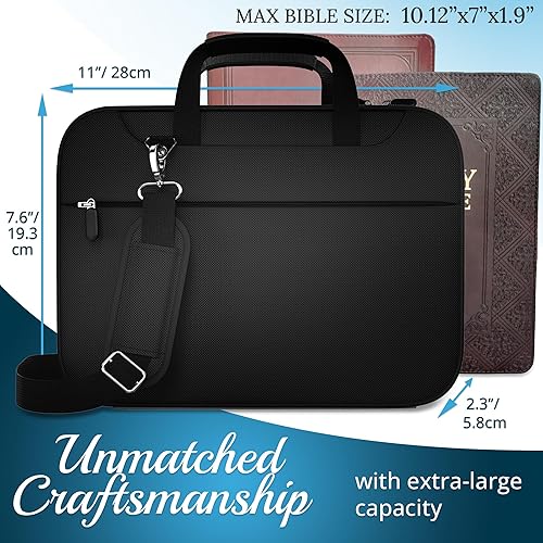 Miniatura 8 de DEHITE Fundas para la Biblia para mujeres y hombres, tamaño grande, bolsa XXL para Biblia para libros de hasta 11.4 x 8.85 x 1.9 pulgadas, bolsillo