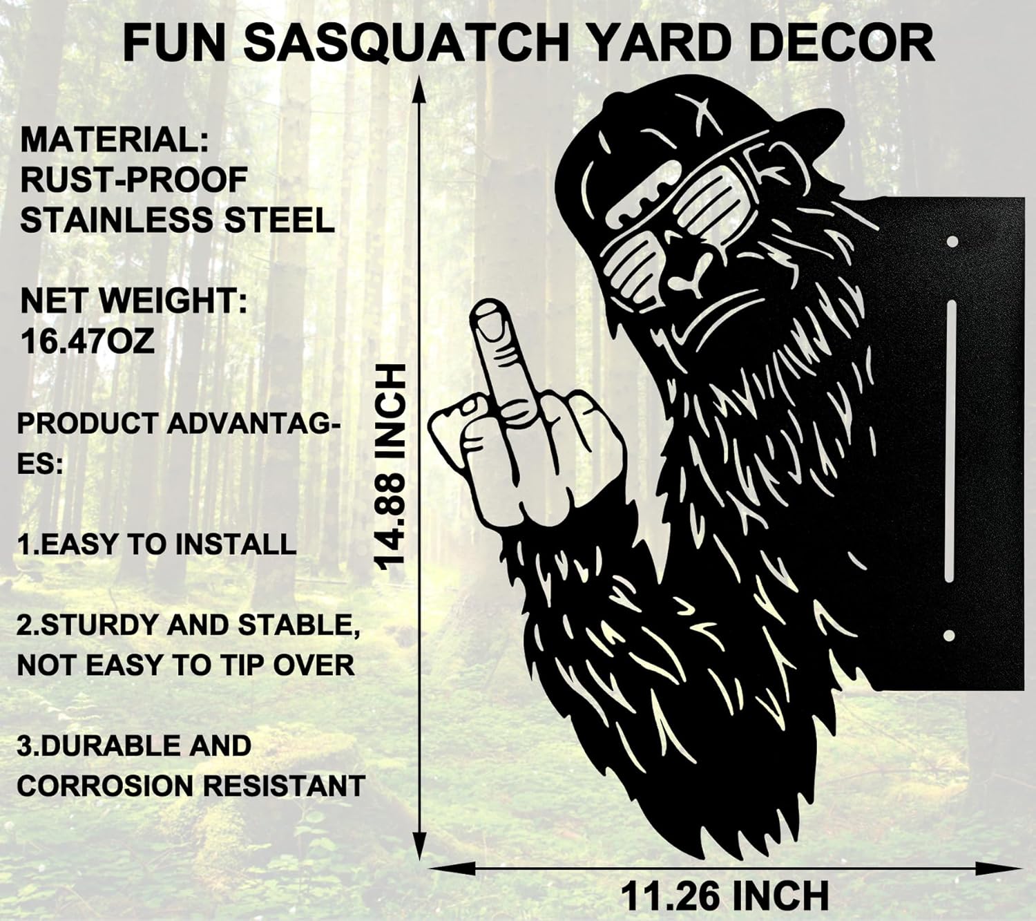 Funny Sasquatch Stake Men Gifts - Cool Yard Decor Gag Gift Idea for Dad Husband Grandpa, Unique Metal Sasquatch-Themed Outdoor Garden Present for Birthday Halloween Christmas Fathers Day Valentines