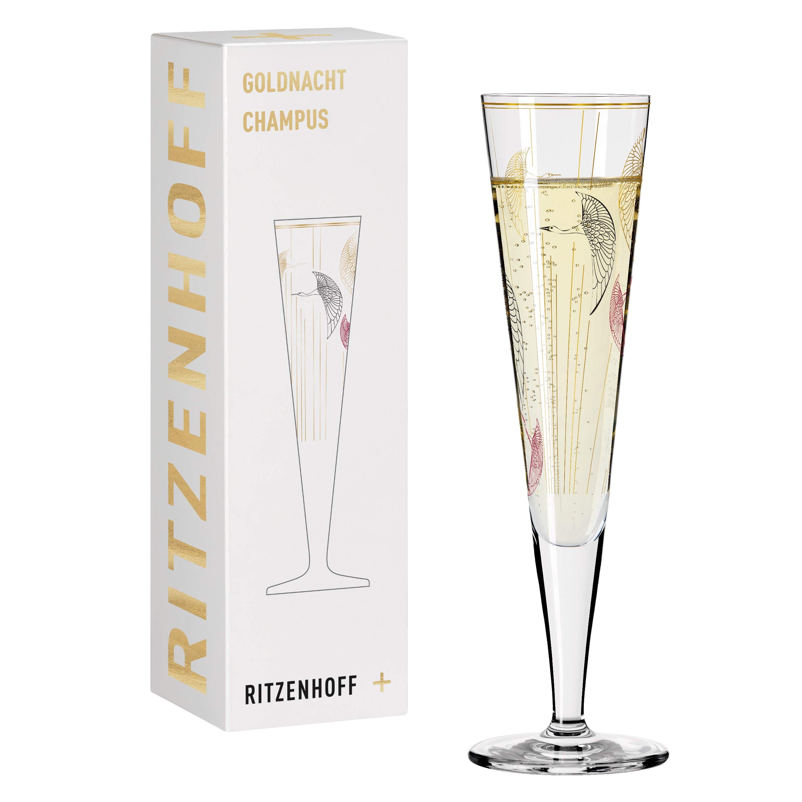 Ritzenhoff Goldnacht No. 18 1071018 Champagne Glass 200 ml Elegant Designer Piece with Real Gold Made in Germany