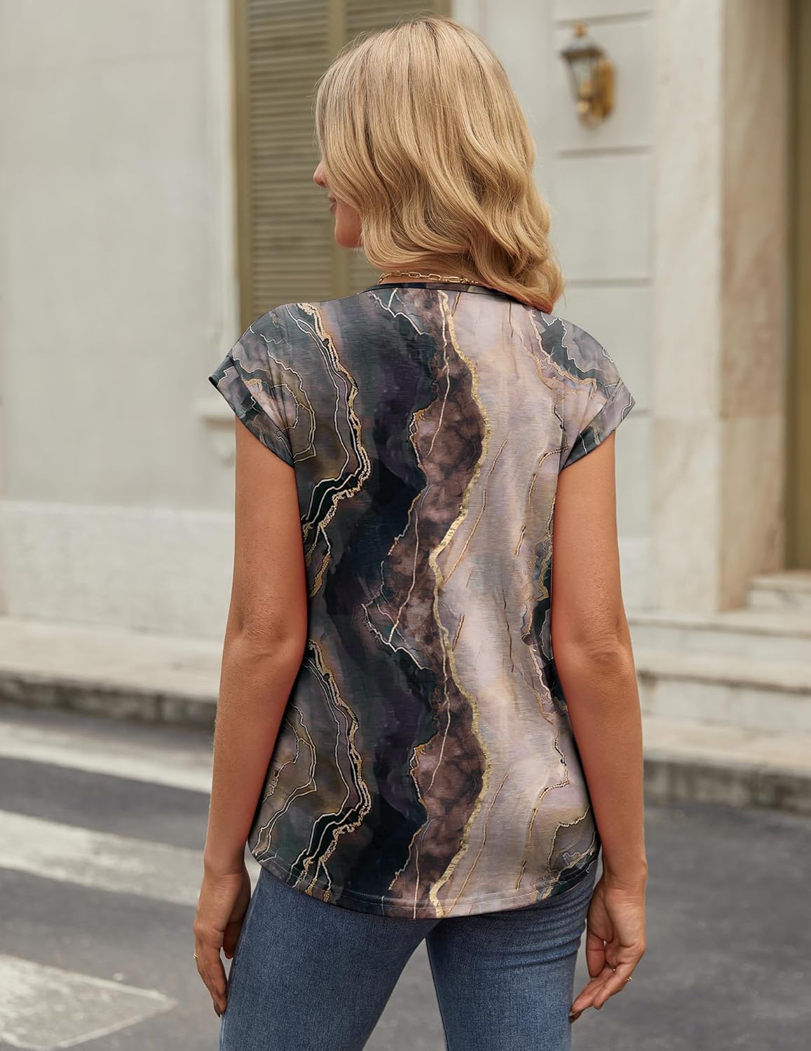 Zeagoo Womens Tops Short Sleeve V Neck Shirts Summer Dressy Casual Business Clothes Work Blouses Fashion Clothing Outfits - Image 3