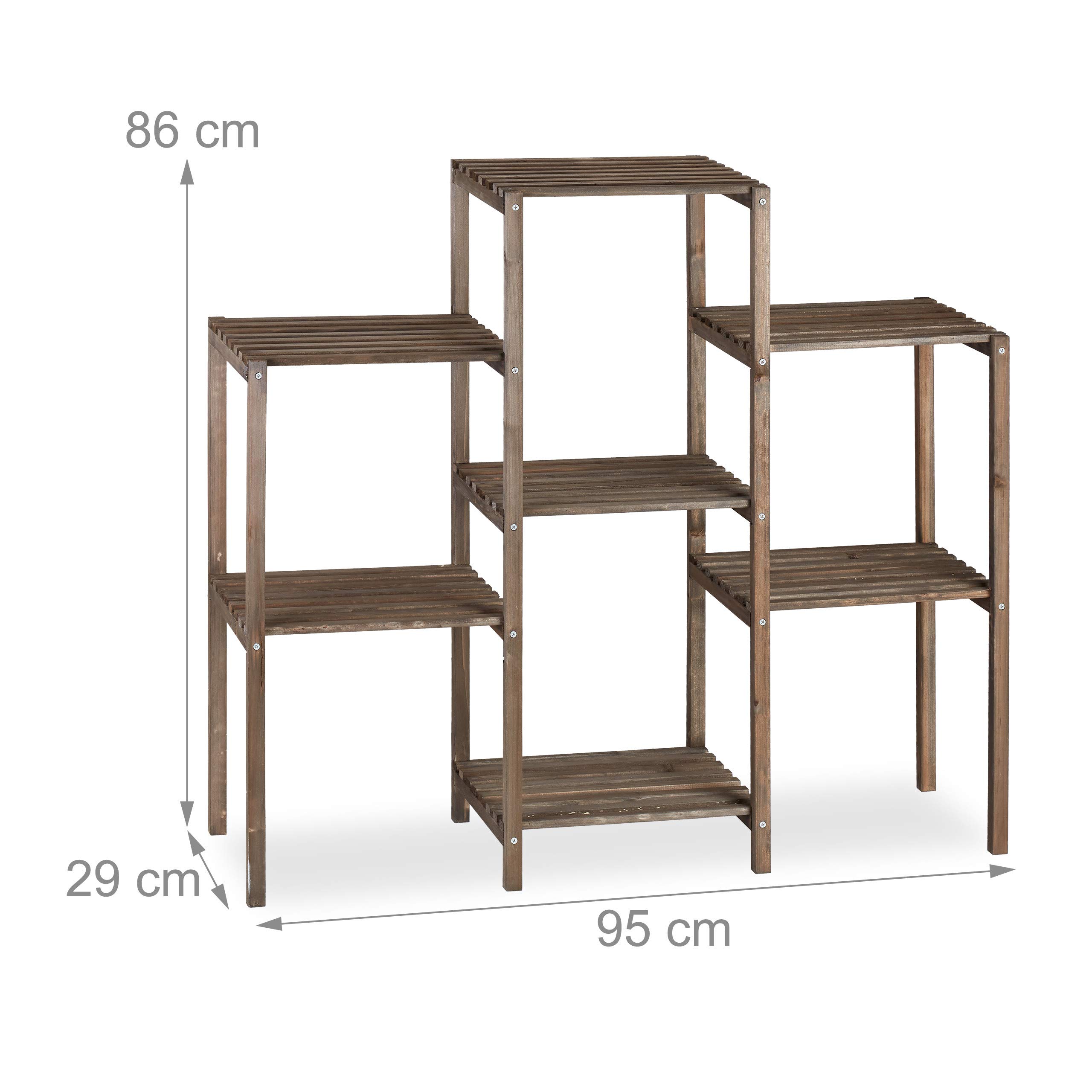 Relaxdays Etagère à fleurs, Design simple-chic, Pour l’intérieur, Salon et cuisine, étagère à plantes, taille L, marron