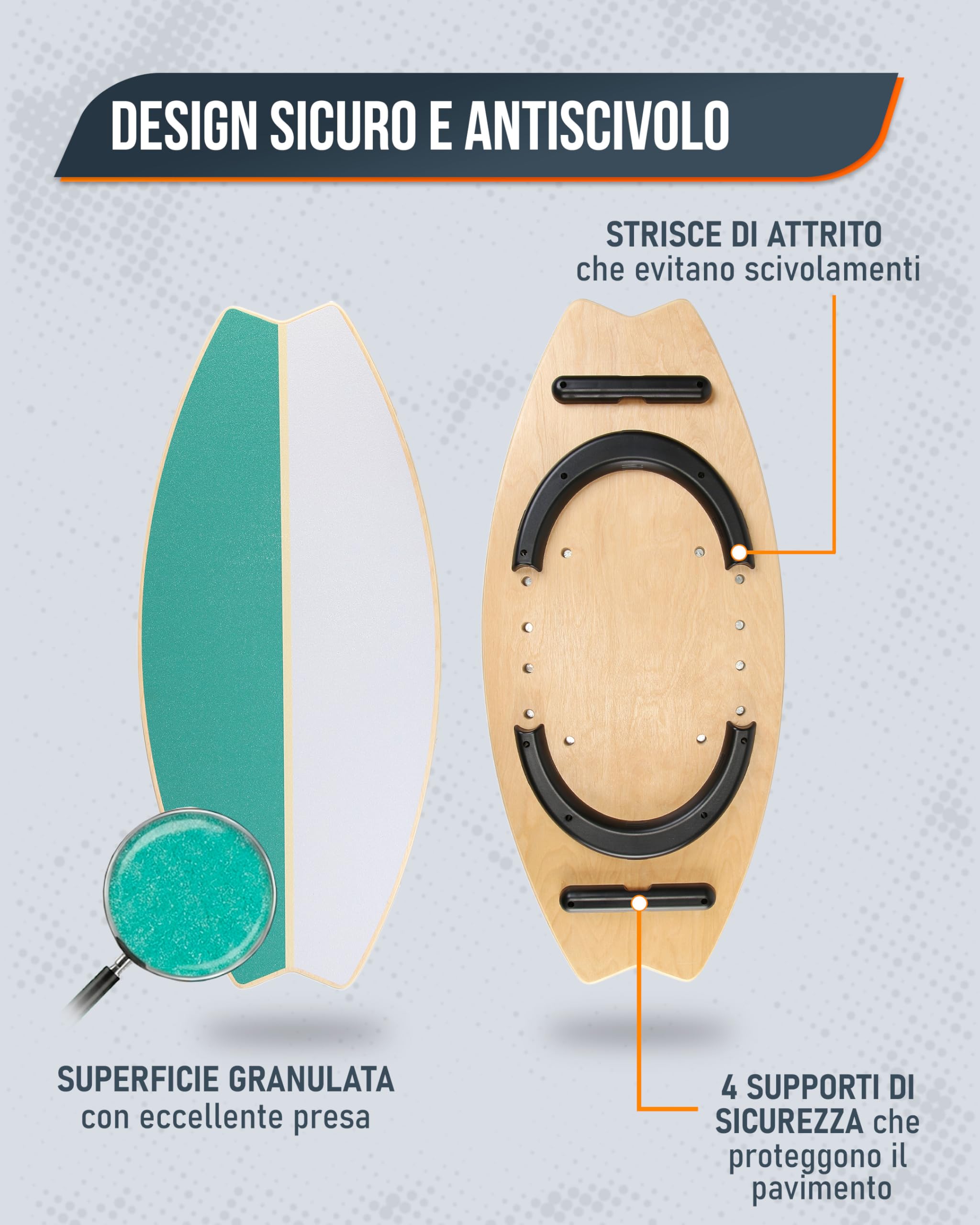 unycos - Balance Board Oscillante Antiscivolo in Legno con Rotazione di 360°, Tavola Propriocettiva d'Equilibrio, Allenamento di Coordinazione e Riabilitazione