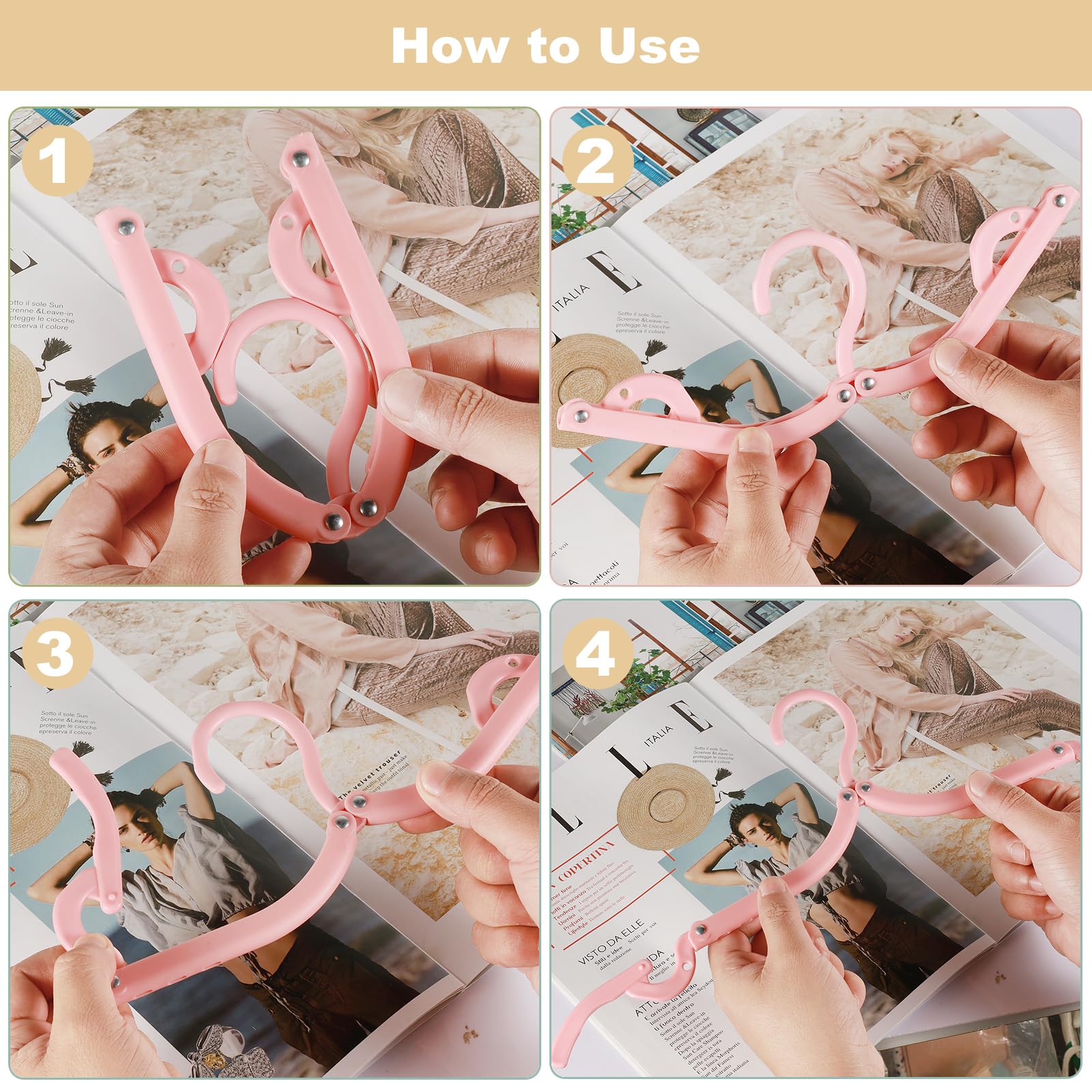 16 Grucce Pieghevoli Da Viaggio Con Borsa - 4 Colori, Antiscivolo, Salvaspazio Per Casa E Hotel - Foto 4