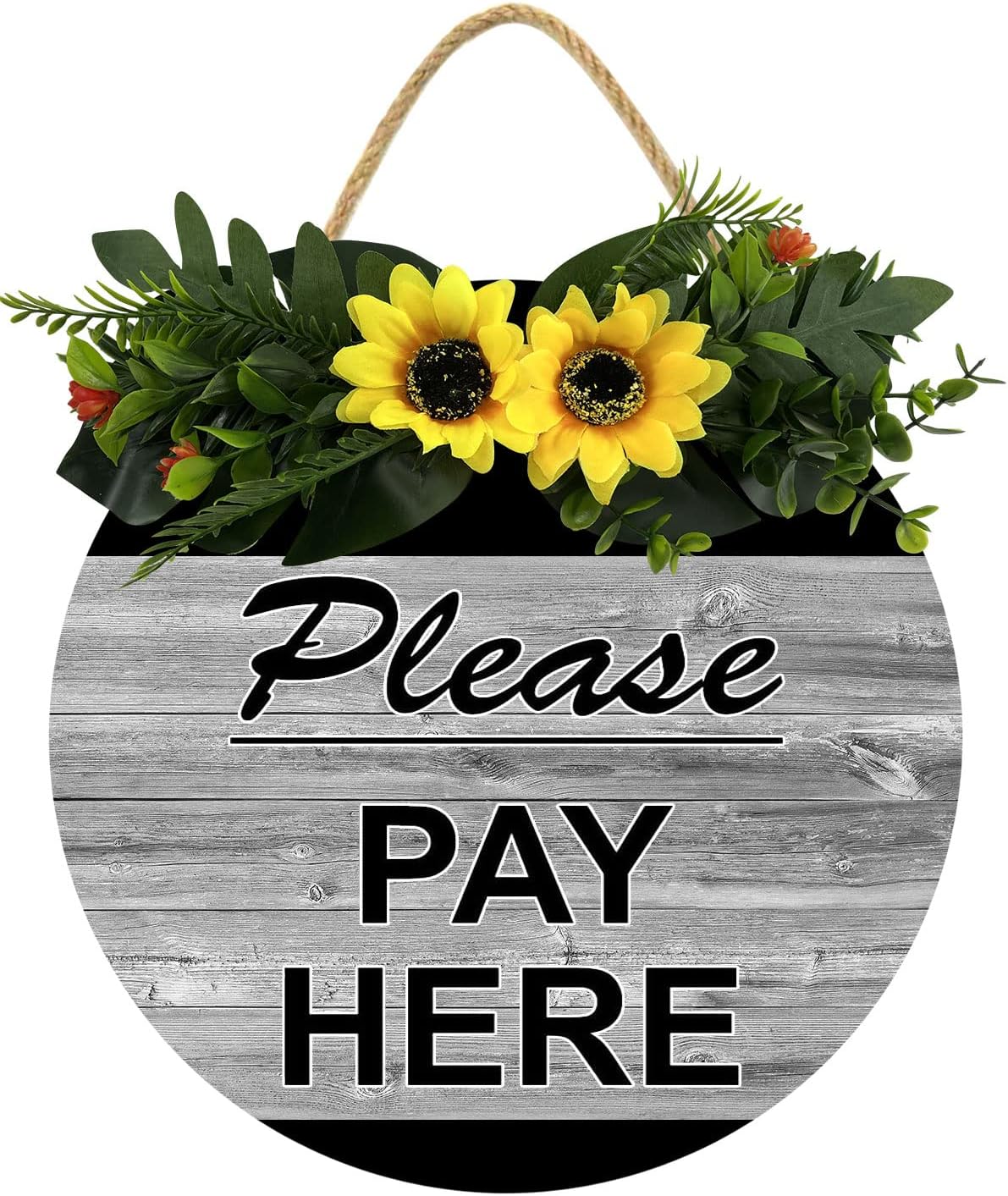 KPSheng Please Pay Here Sign Restaurant Sign Rustic Decor Sign Cafe Order Sign Store Sign Funny Quote Plaque Home Decoration Hanging Sign for Women Men,12inch