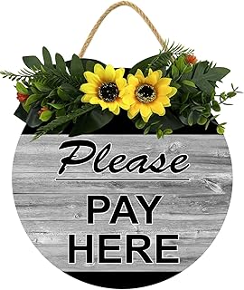 KPSheng Please Pay Here Sign Restaurant Sign Rustic Decor Sign Cafe Order Sign Store Sign Funny Quote Plaque Home Decoration Hanging Sign for Women Men,12inch