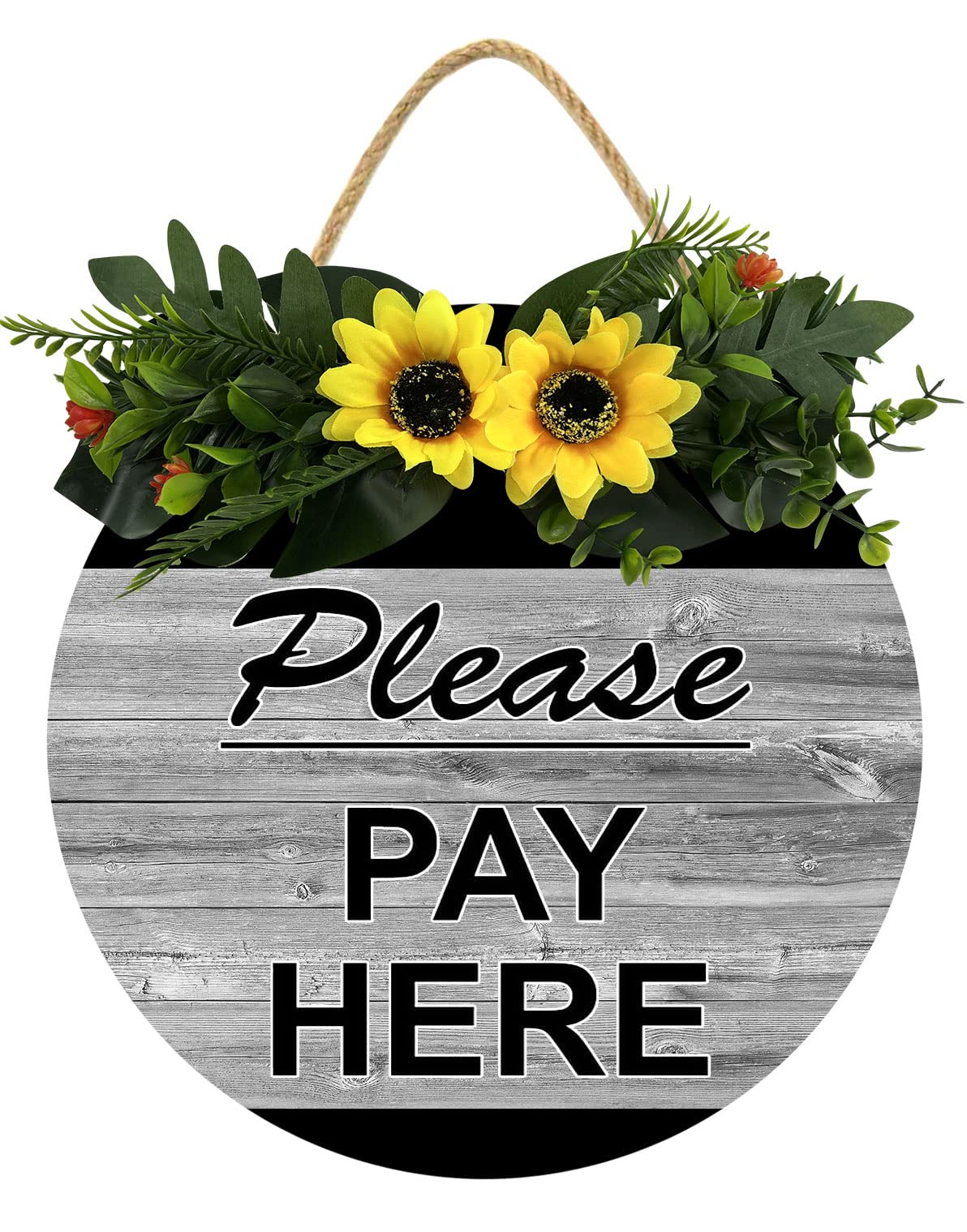 KPSheng Please Pay Here Sign Restaurant Sign Rustic Decor Sign Cafe Order Sign Store Sign Funny Quote Plaque Home Decoration Hanging Sign for Women Men,12inch