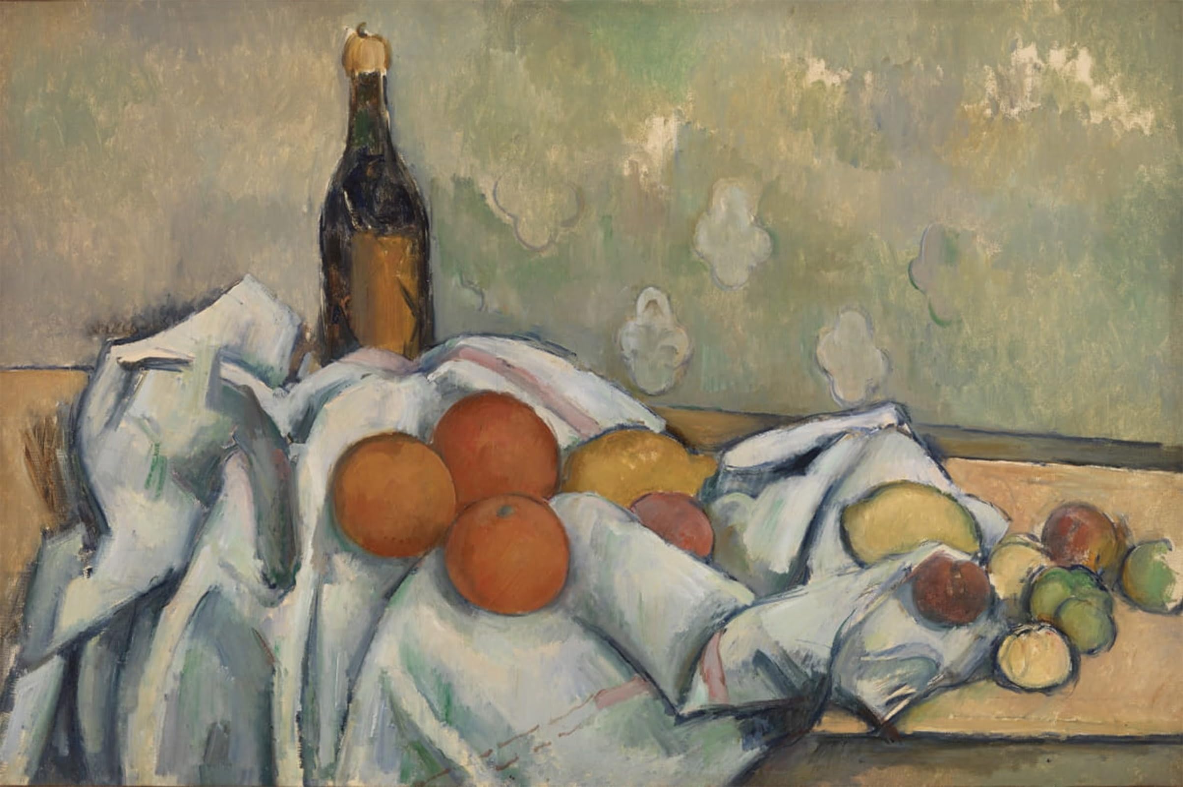 Cuadro de botella y frutas de Cézanne en lienzo de calidad 5