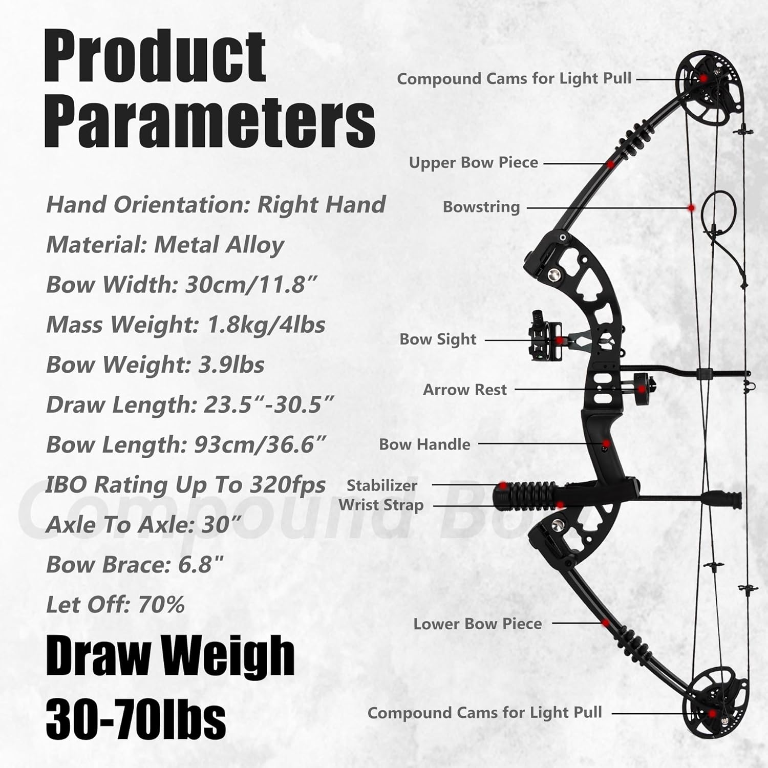 Compound Bow Kit Adjustable for Outdoor Use & Target Practice, 20-70lbs Archery Set with Carbon Arrows and Accessories