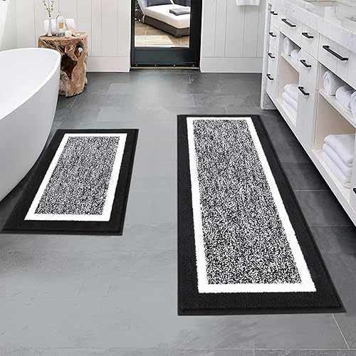 Miniatura 11 de Pauwer Juego de baño, alfombras de baño antideslizantes, alfombras de ducha absorbentes para suelo de baño, bañera y ducha, color azul aguamarina