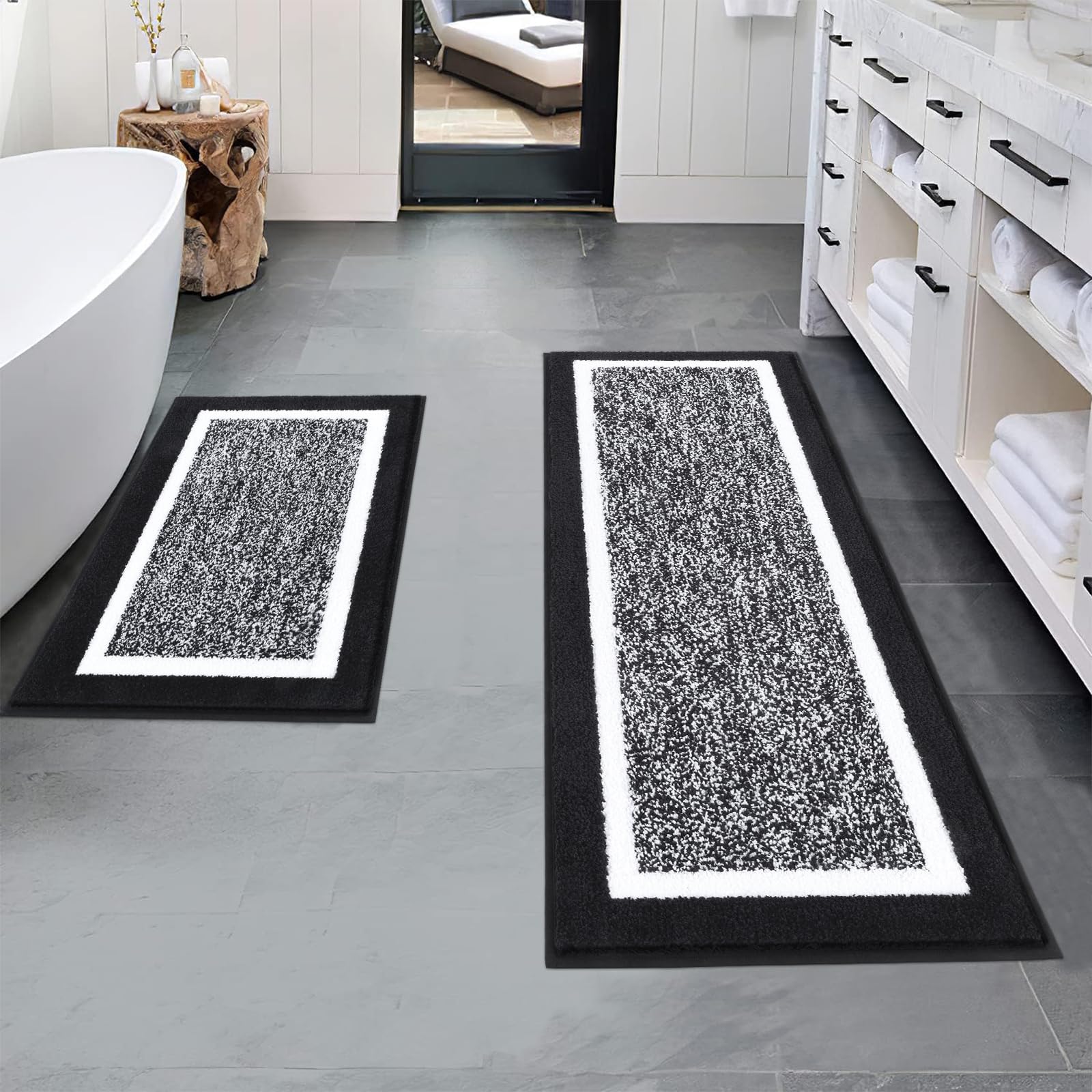 Tapis de bain absorbant Pauwer lot de 2 pour sortie de douche sécurisée