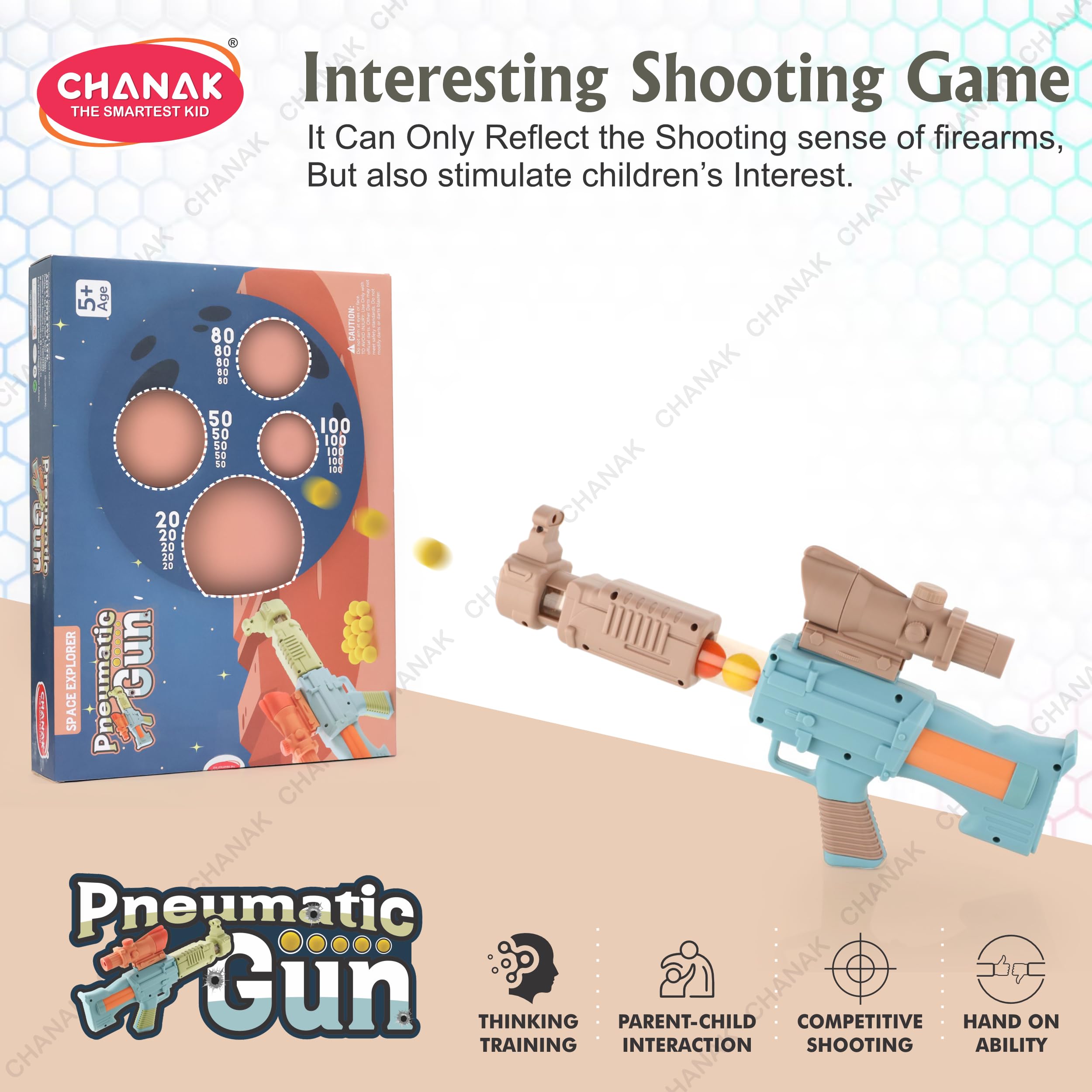 Chanak Space Explorer Pneumatic Gun Toy Include 12 Orange & 12 Yellow Soft Foam Ball, for Indoor Outdoor Use Safe for Boys Girls, Above 5+ Age, BIS Approved - Image 7 thumbnail