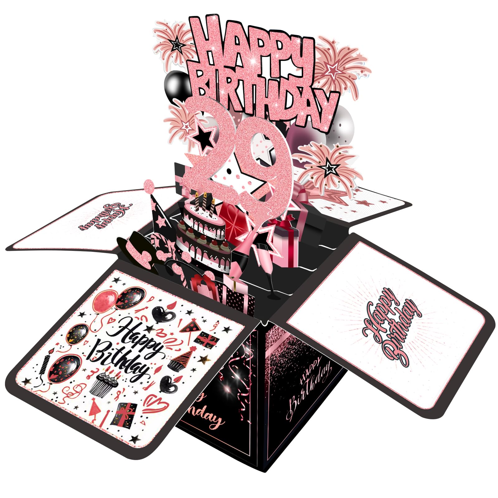 Joycard 29th Birthday Card, 29th Birthday Decorations for Women, Happy Birthday 3D Cards for 29 Year Old Her, Birthday Gift Box for Daughter