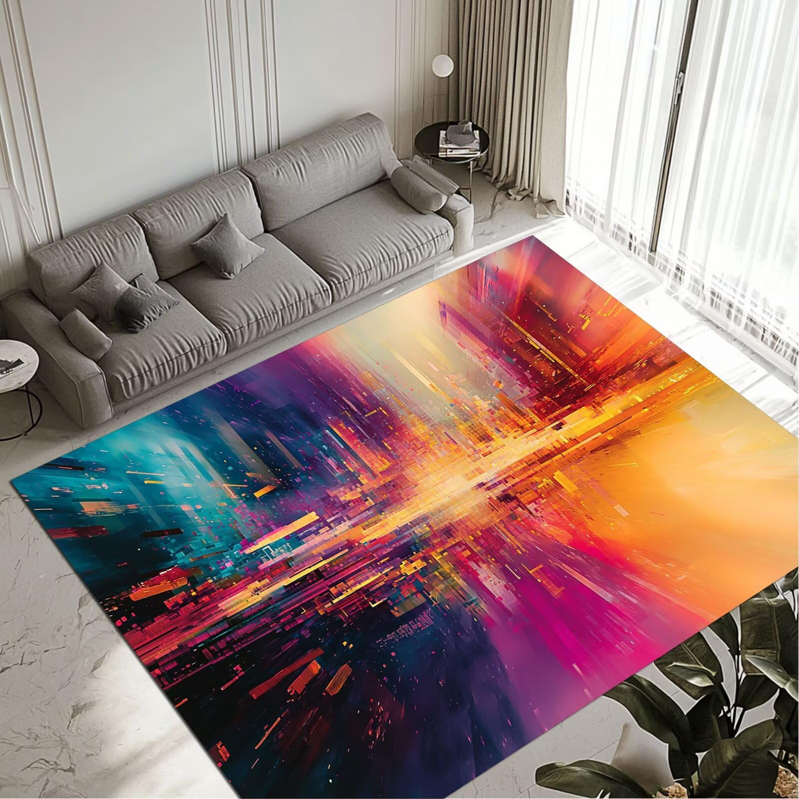 Grand tapis salon lavable 160x230 résistant aux taches pour entrée et couloir