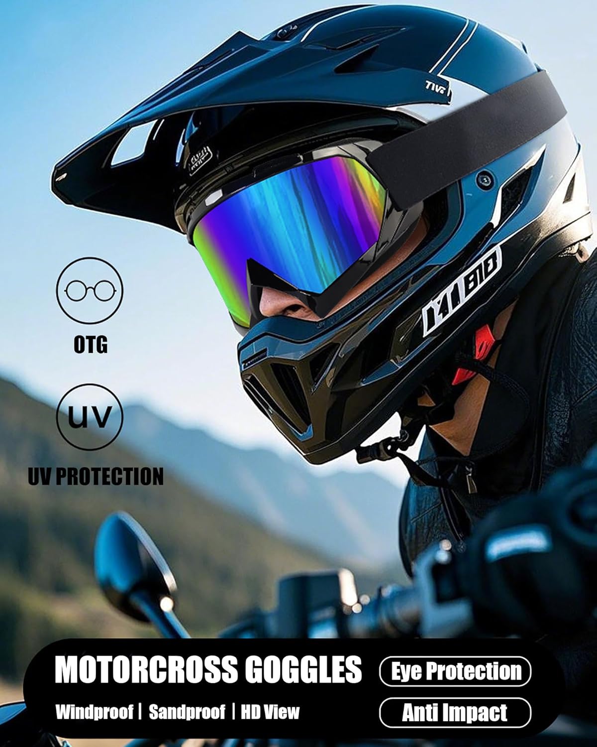 Sand Motocross Mountain Bike Goggles with Balaclava for Women Men Youth, Dirt Bike ATV MX MTB Racing Safty Glasses - Image 2