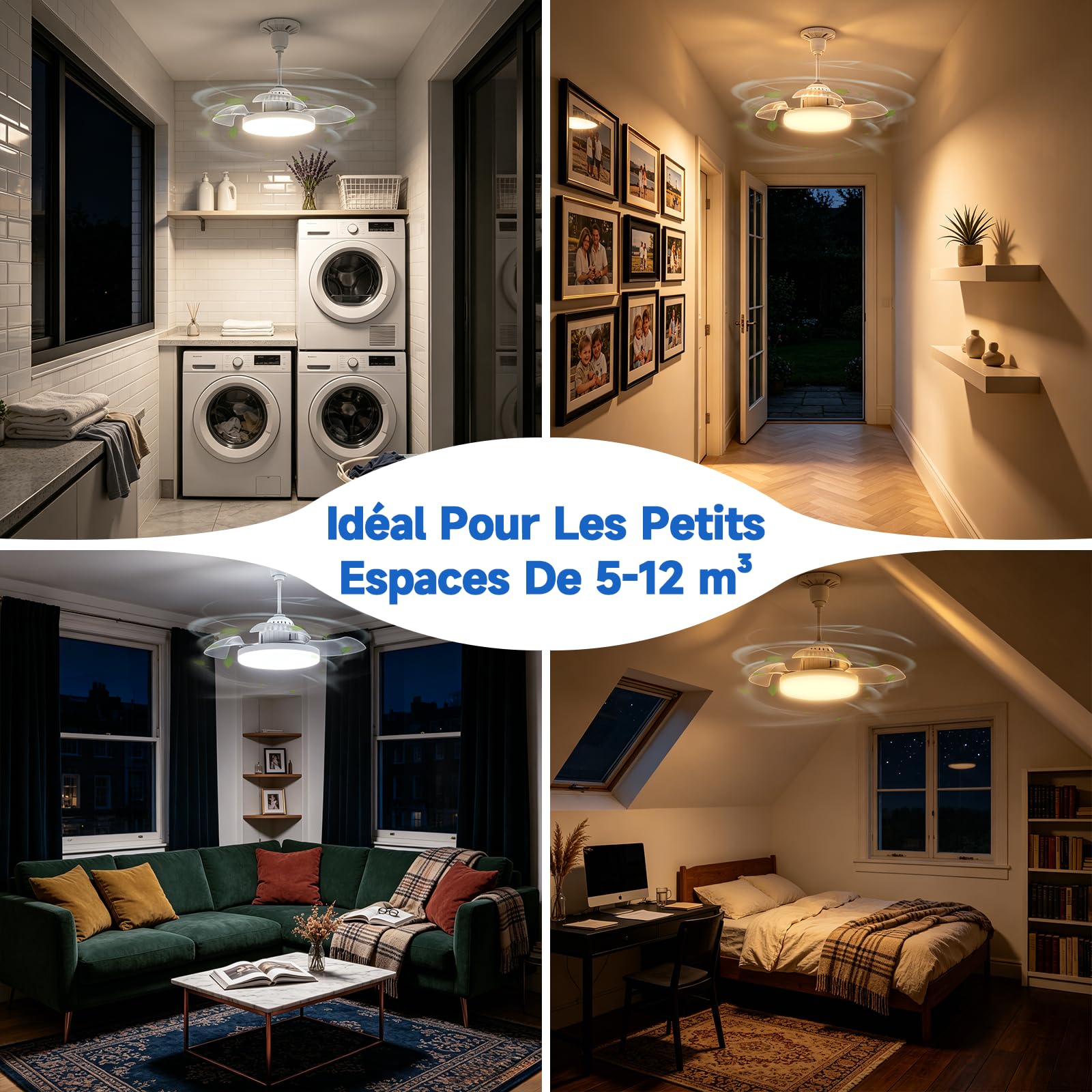 GOODEA Caché Ventilateur de Plafond Silencieux 40cm avec Lumière et Télécommande 30W E27 2000lm Dimmable
