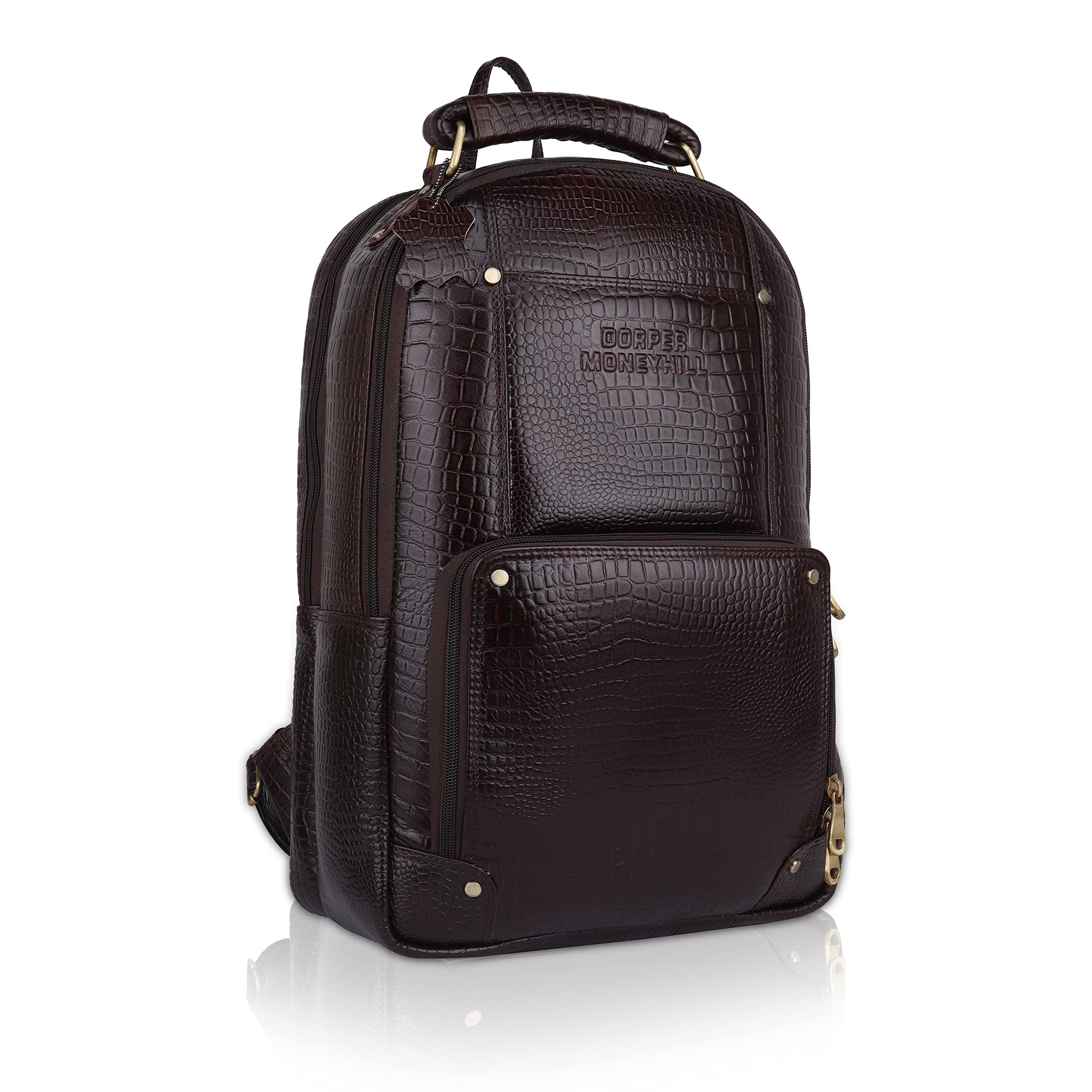 DORPER MONEYHILL Leather Laptop Backpack For Men 18 inch Professional Genuine Leather bag Women Backpack Dimension- H-18 x L-12 x W-7 Inch | Weight- 1.2 KG / 1200 GR (BROWN, Leather) (B0BTPTS7QM) Amazon Price History, Amazon Price Tracker