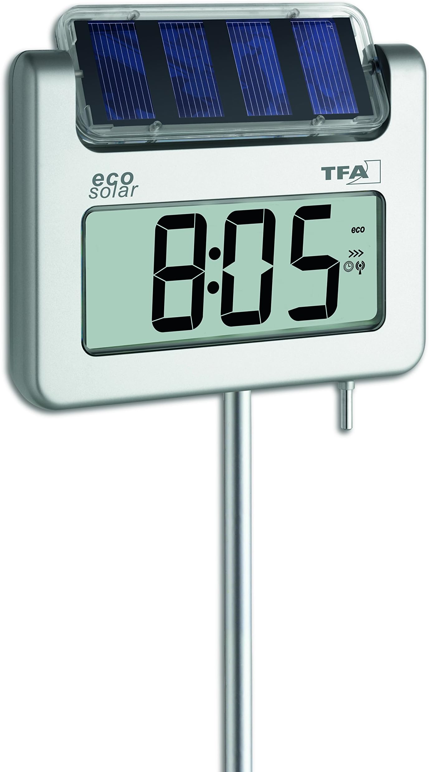 TFA Dostmann VISION SOLAR, digital window thermometer, 30.1035, solar lighting via light sensor, outdoor temperature, time, max.-min.-values, weatherproof, (L) 122 x (W) 28 x (H) 131 mm : TFA