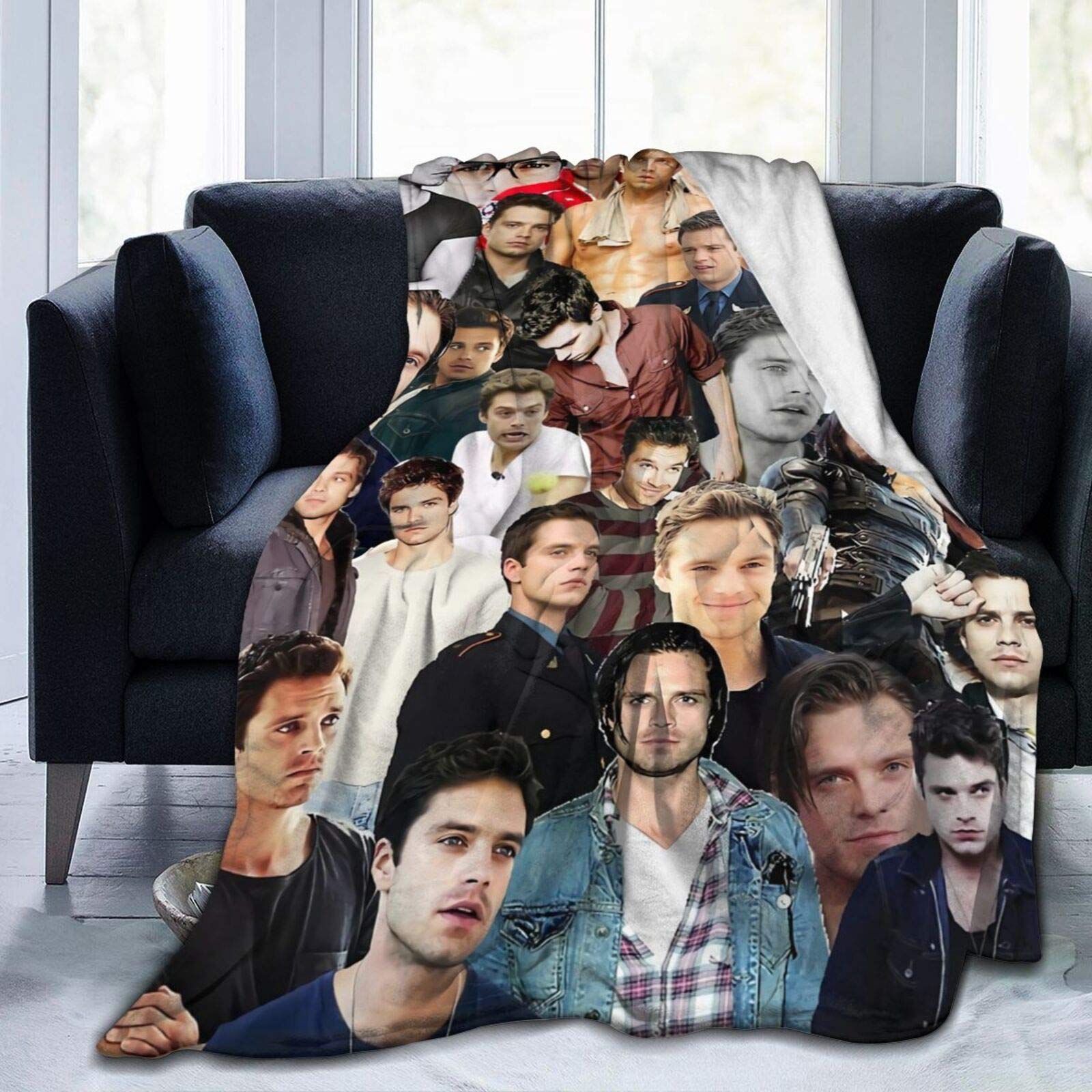 Suehome Sebastian Stan Bucky Barnes Soft and Comfortable Warm Fleece Blanket for Sofa, Bed, Office Knee pad,Bed car Camp Couch Cozy Plush Throw Blankets