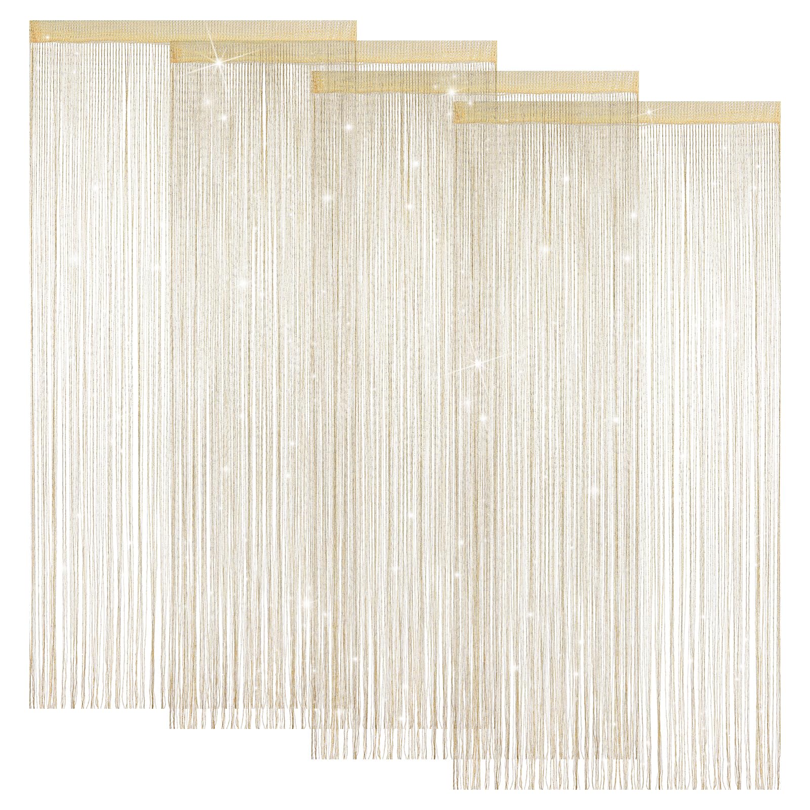 LITLANDSTAR 4 Pack String Door Curtains, 100 x 200cm String Curtain Panel Glitter String Doorways Divider Door Screens for Living Room Bedroom Party Decorations, Yellow