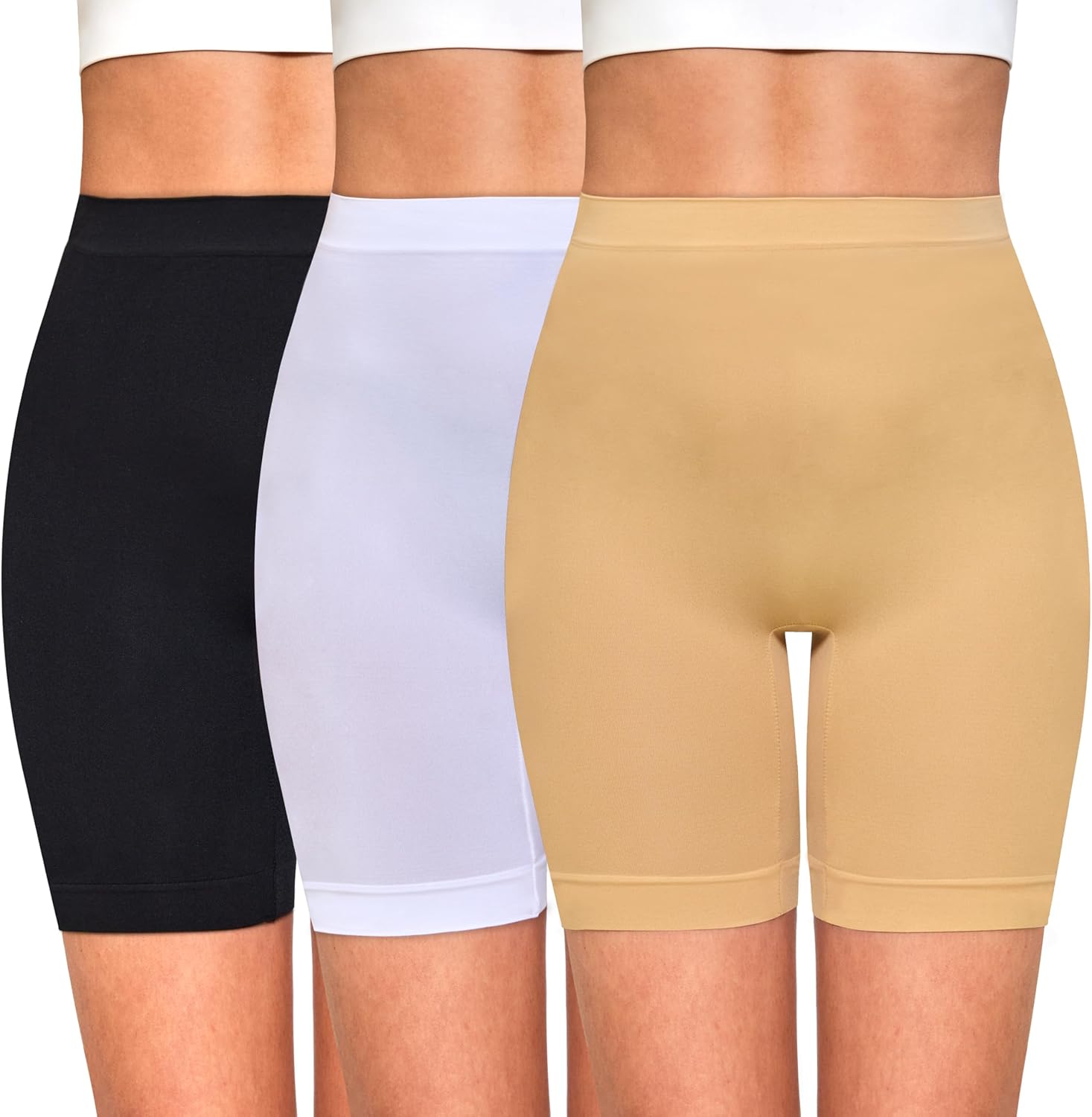 Slip Shorts for Women Under Dresses Anti Chafing Boyshorts Seamless Smooth Shorts for Yoga Bike Workout (Color-BSW, Medium)