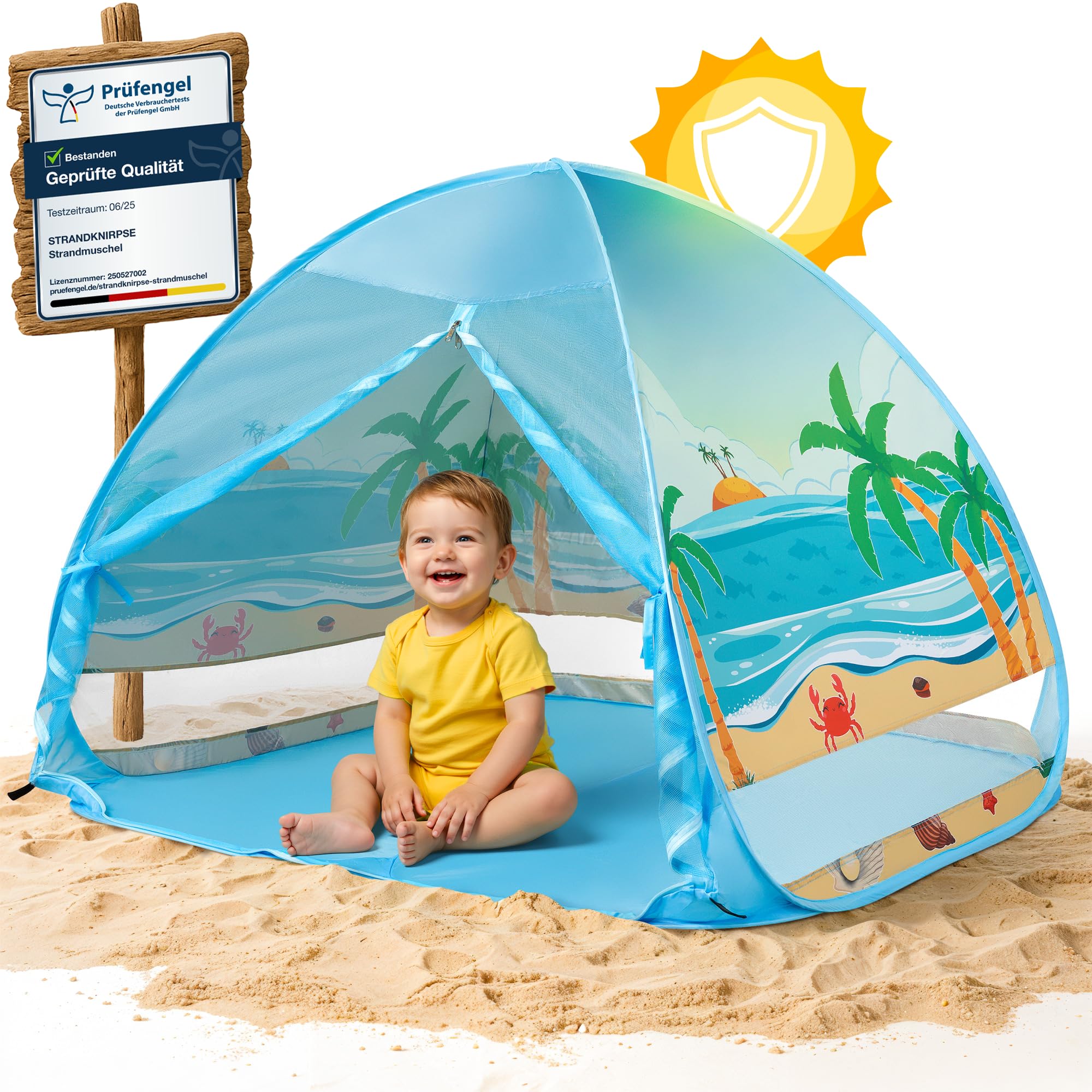 Strandknirpse Strandmuschel mit UV Schutz 50+ fr Kinder Baby Babys  Kleinkinder Strandzelt Pop-Up pop up Windschutz Strand Zelt mit  Tragetasuche und Heringe Sonnenschutz klein (BeachLife) : Amazon.de: Sport  & Freizeit