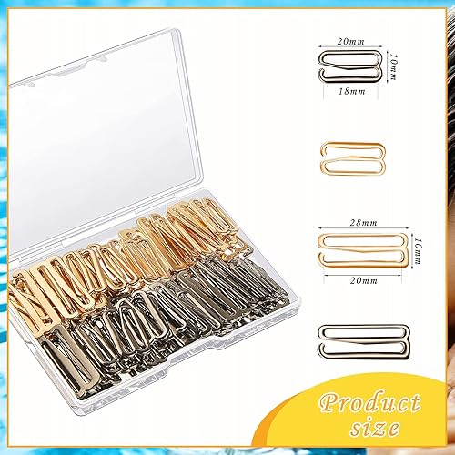 Miniatura 3 de Boao 40 ganchos para brasier de traje de baño, correa de repuesto, gancho deslizante de metal para trajes de baño y lencería, 2 tamaños (0.709 in,