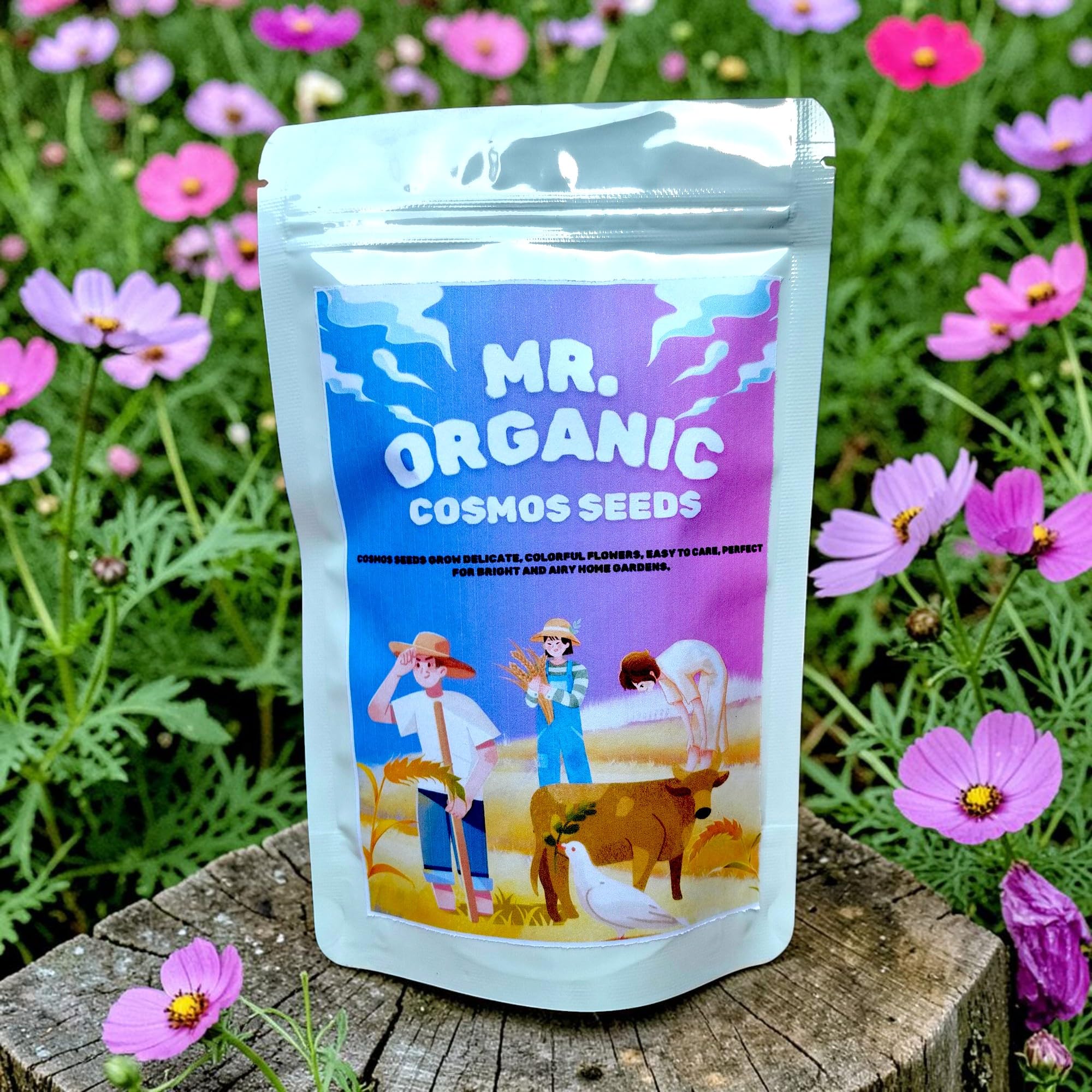 Mr.Organic Cosmos Flower Seeds - Vibrant Home Garden Mix -1 Mr.Organic Cosmos Flower Seeds - Vibrant Home Garden Mix -1