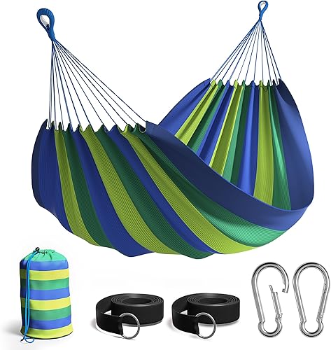 Sorbus Hamaca doble brasileña - Hamaca portátil extra larga para 2 personas para interiores o exteriores - Cuerda para colgar, bolsa de transporte
