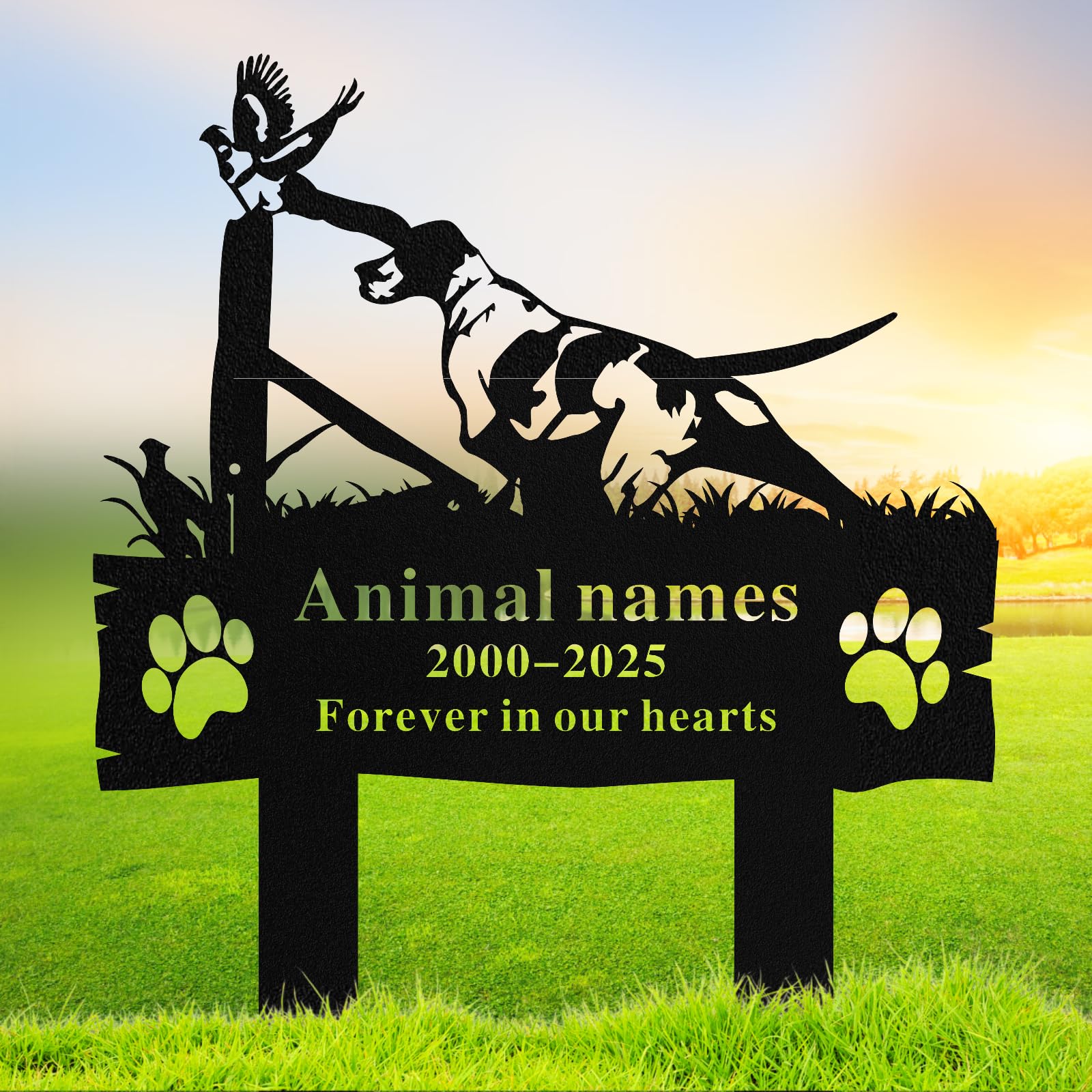 Quanqiuyi Custom Pet Grave Marker - Metal Baked Enamel Memorial Stake for Dog & Bird, Waterproof Cemetery Plaque Outdoor, Sympathy Gift