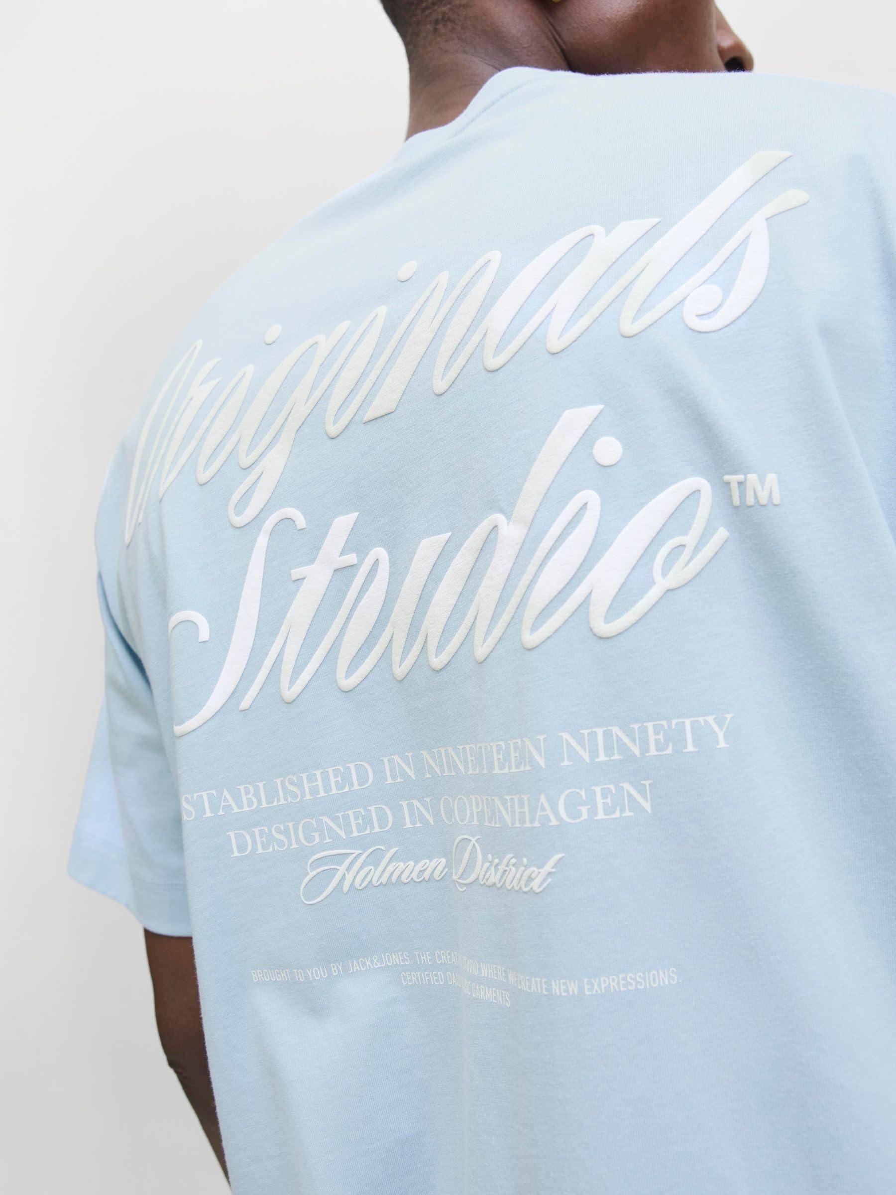 JACK & JONES Jornorrebro Typo Tee SS Crew Neck Noos, Skyway, L