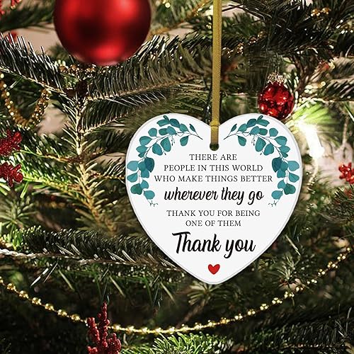 Vista 96 de REWIDPARTY Adorno de recuerdo de agradecimiento – Regalo de agradecimiento para familiares, amigos, profesores – Corazón de cerámica de 3 pulgadas