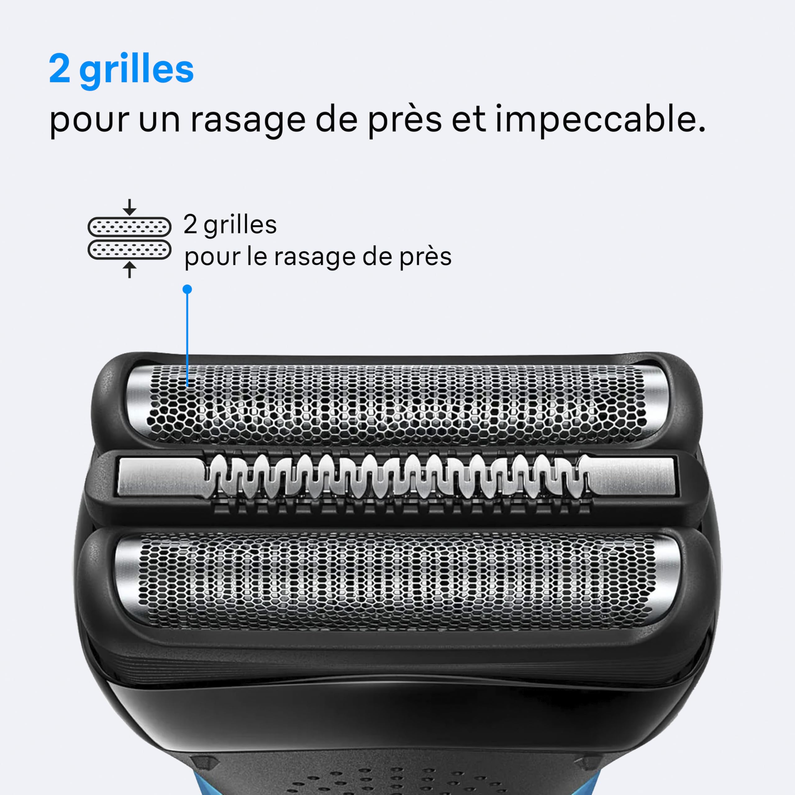 Braun Rasoir Electrique A Barbe Homme Series 3 300S A Grille, Gris, Etanche, Lames Flexibles Pour Bien Raser Le Visage, 5 Sabots, Tondeuse Centrale Et 2 Eléments De Rasage