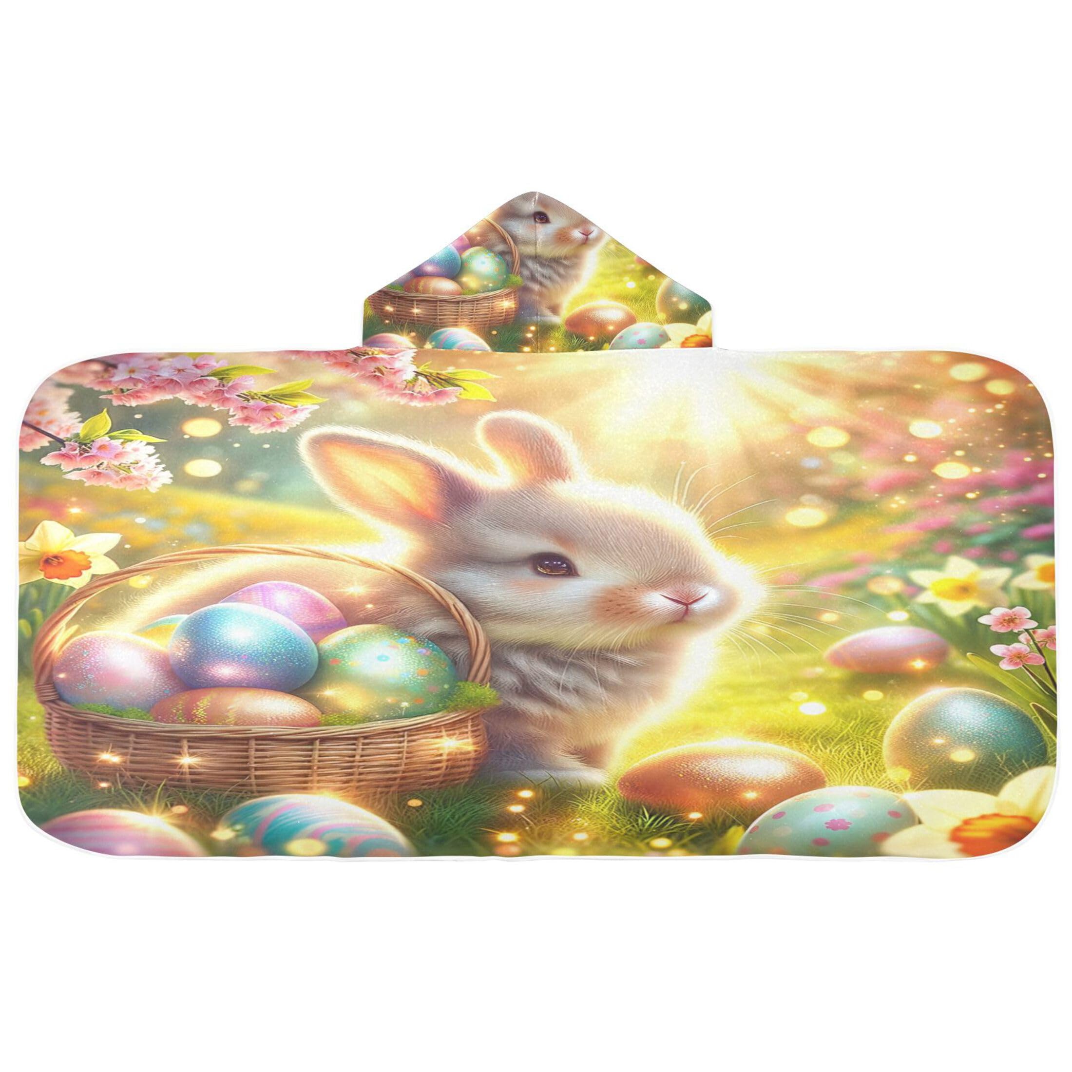 Fuauuyl Cute Easter Bunny Hooded Baby Bath Towel Soft & Breathable Towel for Newborns Infants Toddlers, Nursery Essential
