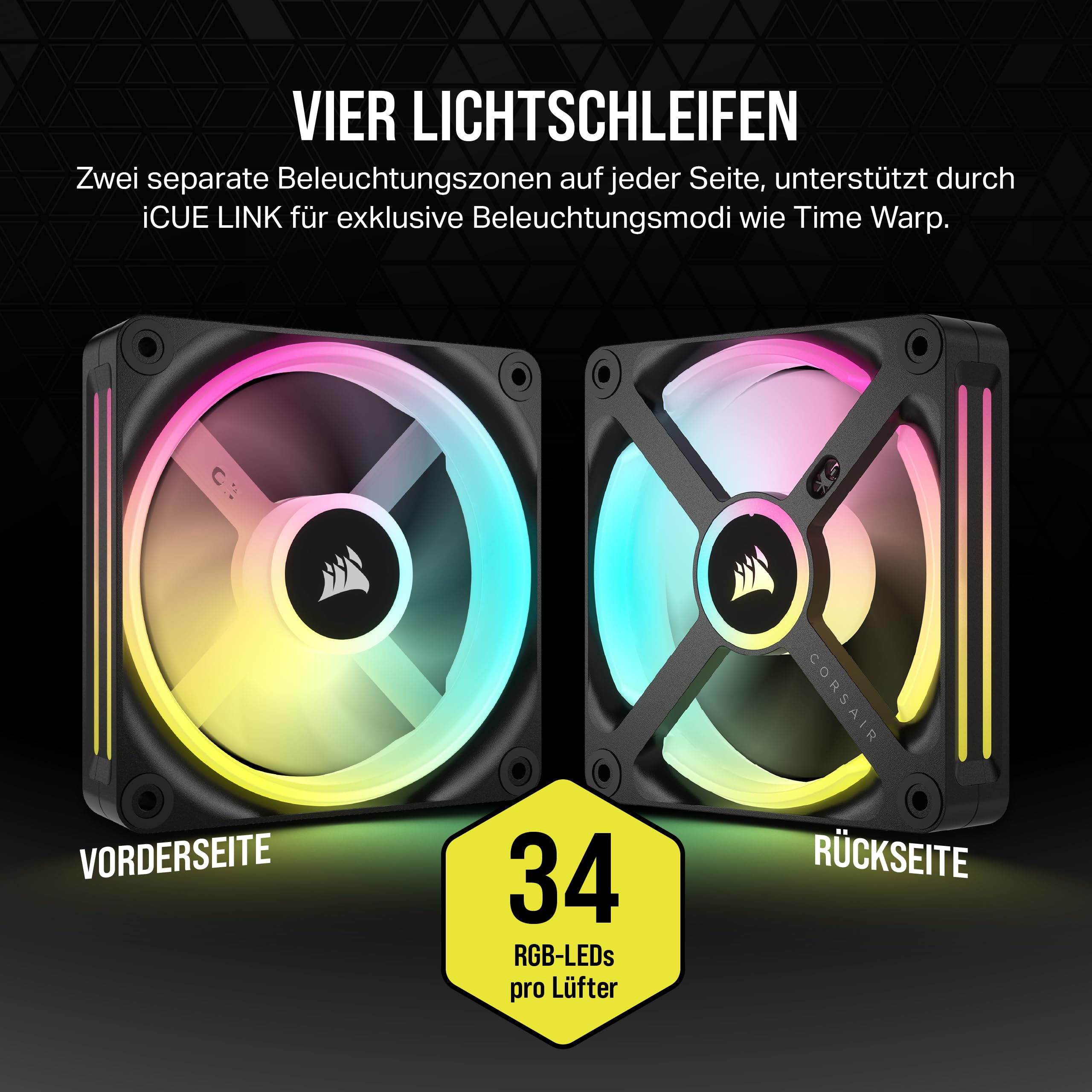 CORSAIR iCUE LINK QX120 RGB 120mm RGB Lüfter - Dreierpack - Schwarz
