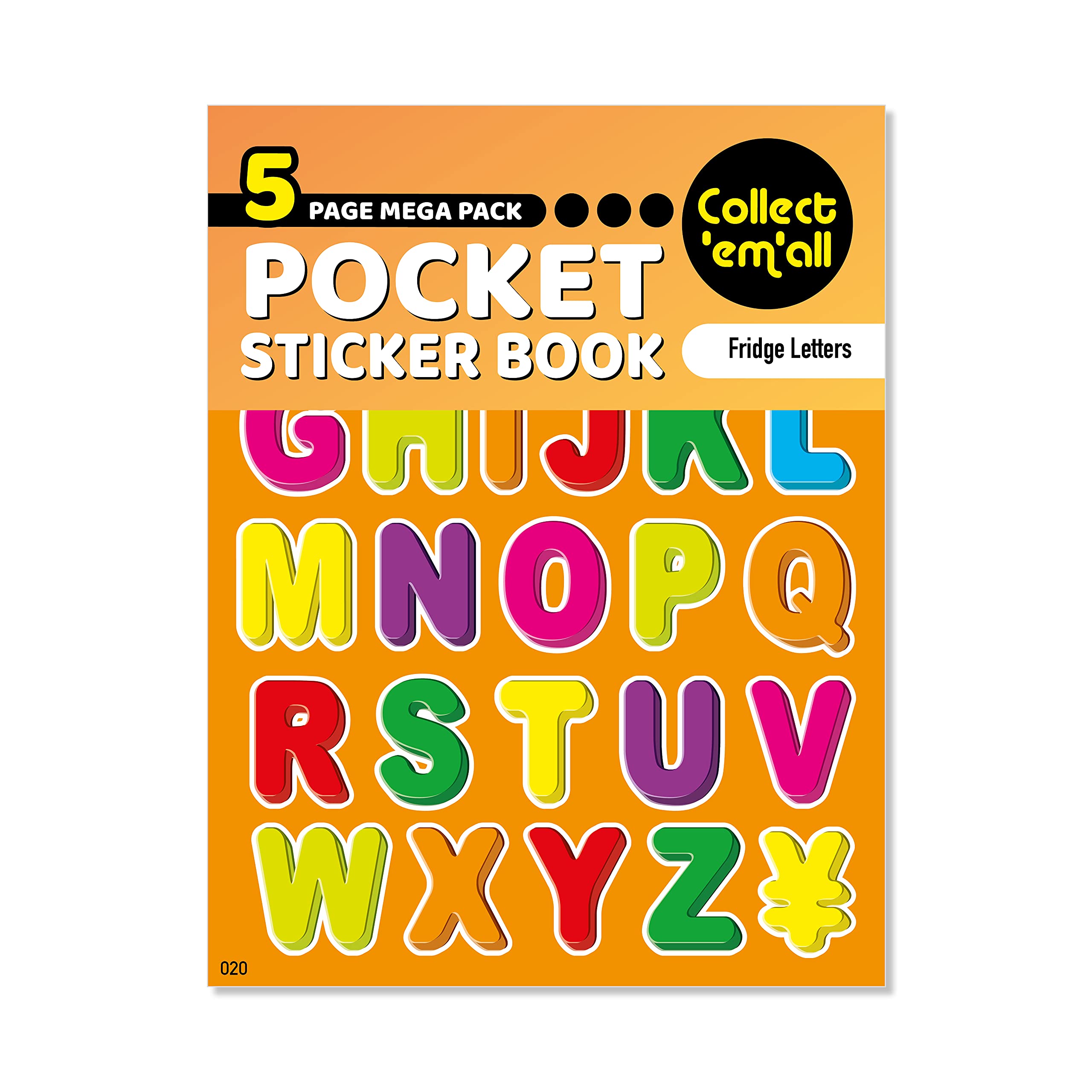 Pocket Sticker Book (5 Pages) - 64 MEGA Packs to Collect Coloured Stickers for Kids - Fridge Letters