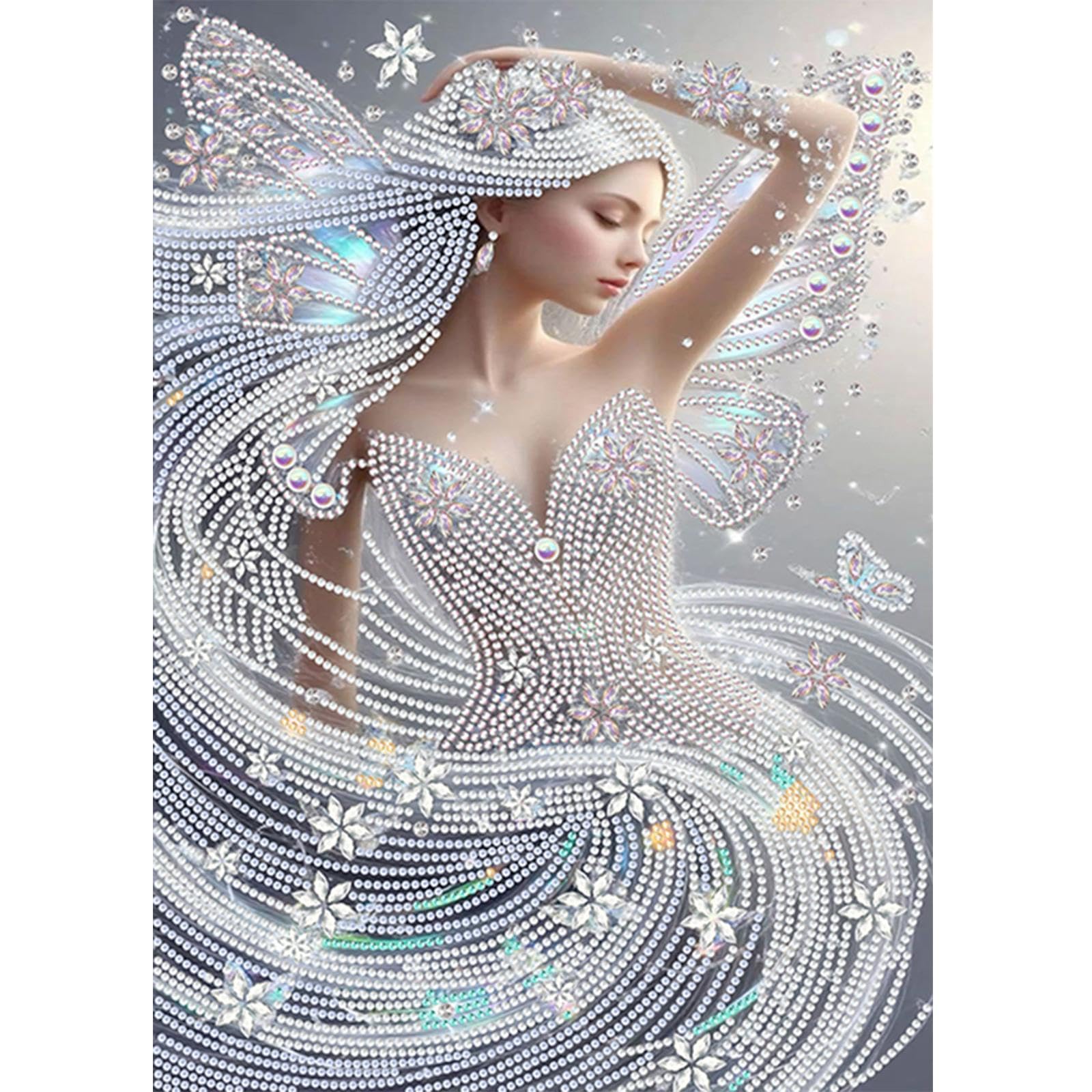 5D Special Shape Diamond Art Painting Kits for Adults, DIY Crystal Rhinestone Gem Art Craft for Beginners, Diamond Mosaic Kit, Home Wall Decor Gift 11.8x11.8 Inch(Wind Fairy Beauty)