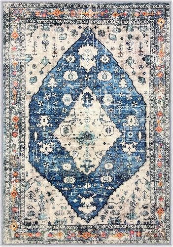 IOHOUZE Alfombra bohemia de 5 x 7 pies, antideslizante, lavable, alfombra bohemia para piso, alfombra vintage envejecida, alfombra grande para sala IOHOUZE Alfombra bohemia de 5 x 7 pies, antideslizante, lavable, alfombra bohemia para piso, alfombra vintage envejecida, alfombra grande para sala