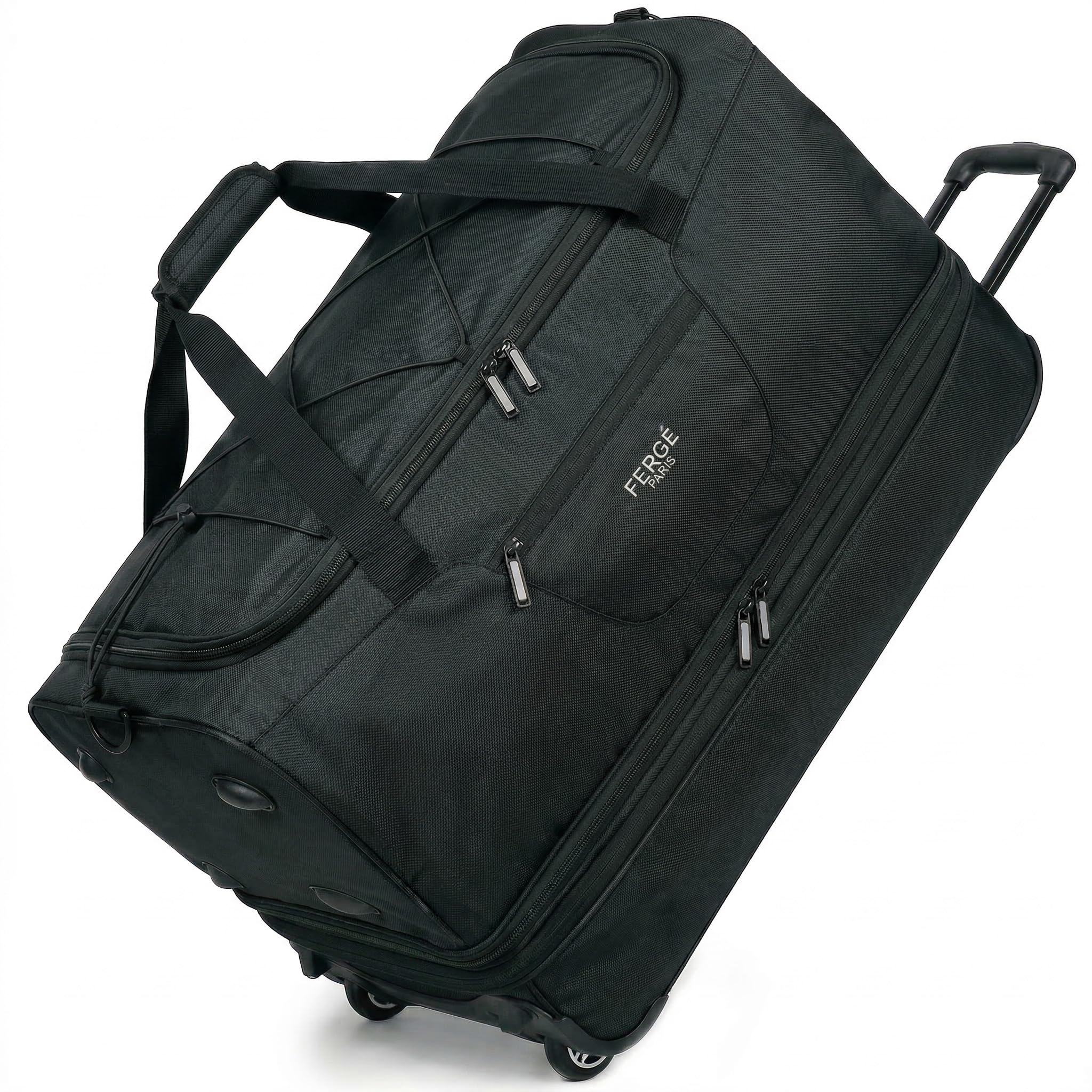 FERGÉ XL große Reisetasche mit Rollen erweiterbar und Schuhfach - Trolley mit Spanngurten Weichgepäck Reisetasche Weekender Paris