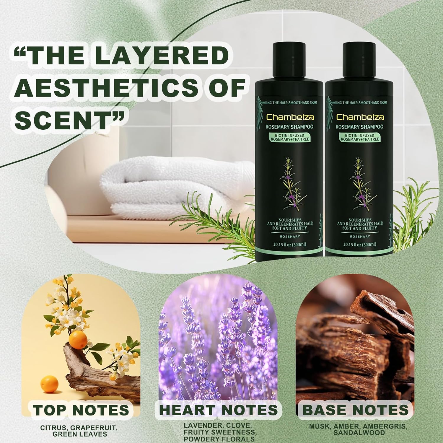 Organic Rosemary Hair Growth Shampoo for Men and Women -Natural Thickening and Strengthening Formula with Biotin Hydrolyzed Keratin -Designed for Thinning Hair & Hair Loss 10.15 fl.oz-2 Pack