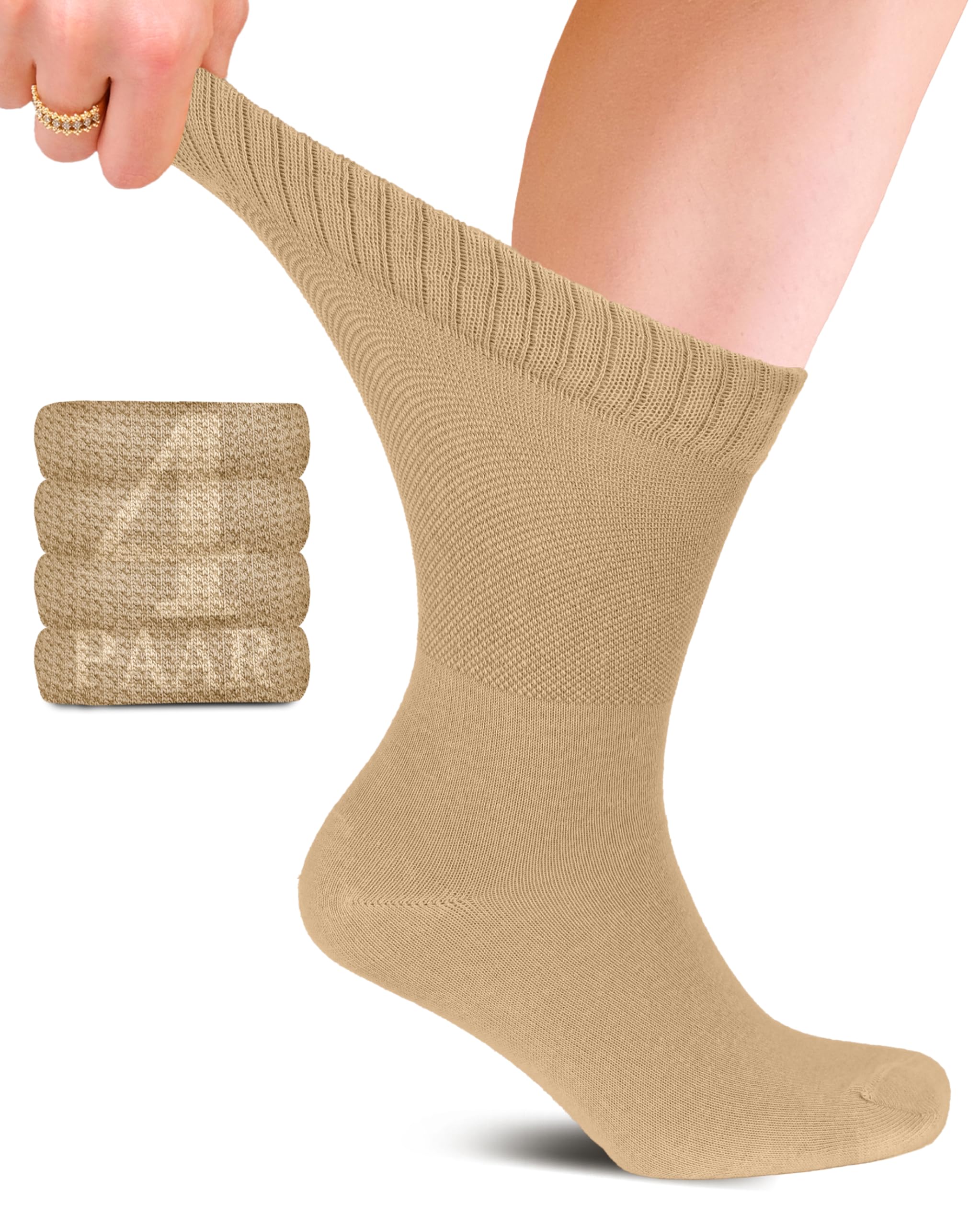 Fiera Besa Diabetiker Unisex Baumwollsocken mit Komfortbund: Nahtlos für Alltags- und Businessgebrauch; Ideal für Herren und Damen; 4 Paar