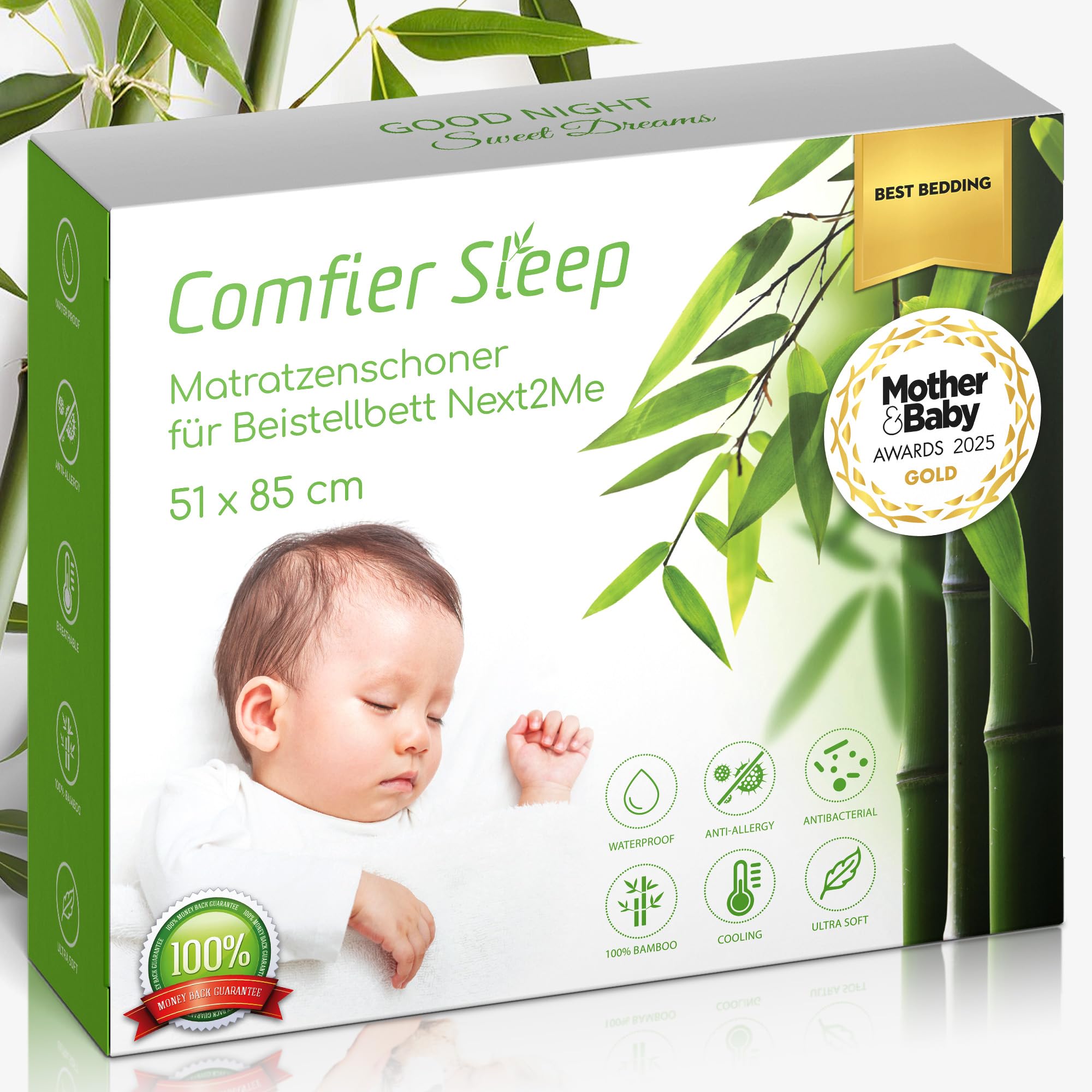 Baby Matratzenschoner 51x85 – Matratzenschoner Wasserdicht Für Next2Me Beistellbett – Wasserdicht & Waschbar – Weiche Matratzenauflage Für Babys