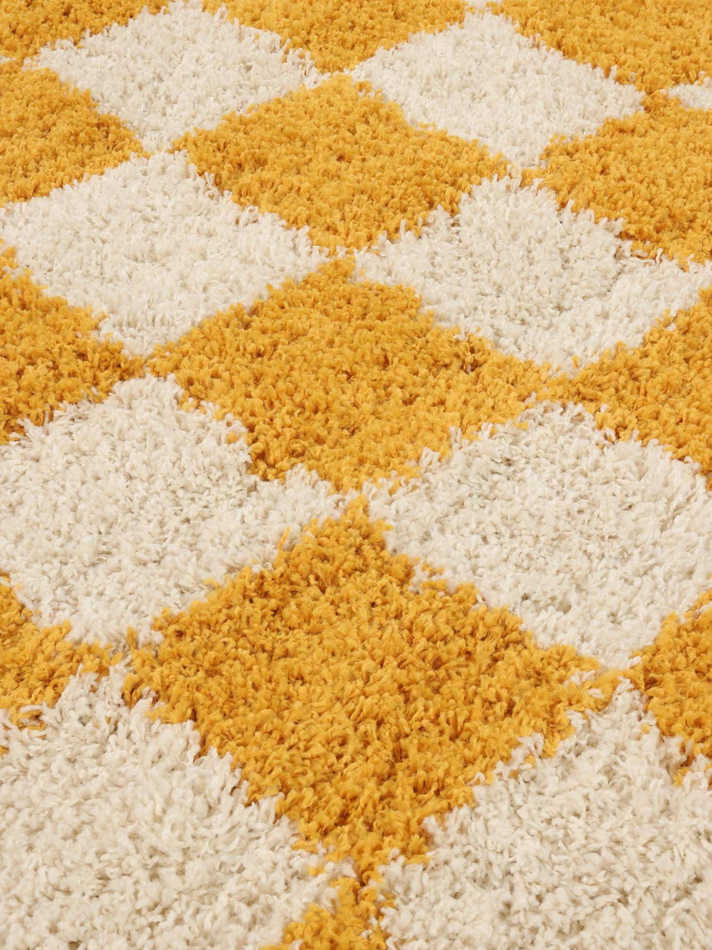 RugVista Chessie, Teppich, 140 x 200 cm, Rechteckig, Hoher Stapel, Wohnzimmer, Schlafzimmer, Nur chemische Reinigung, Oeko_tex_100, Gelb/Off Weiß