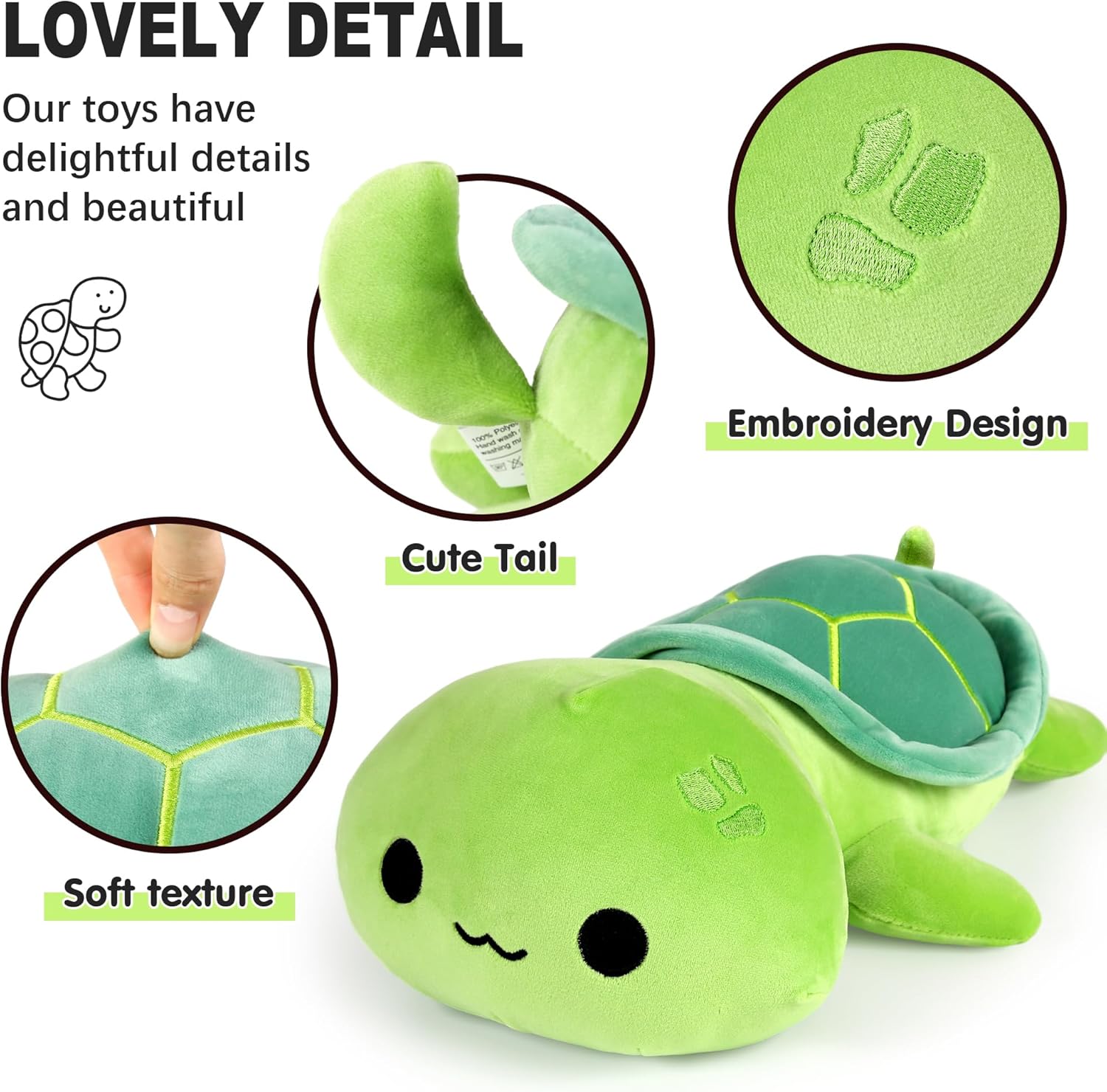 Onsoyours Sea Turtle Cute Plush, Green Soft Stuffed Animal Turtle Plush Pillow, Tortoise Kawaii Plushie Toy for Kids (Green Turtle, 13")