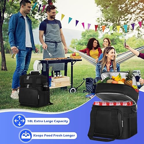 Miniatura 6 de Lonchera aislada, lonchera para hombres, bolsa de almuerzo reutilizable de doble cubierta para el trabajo, picnic al aire libre, viajes de un día,