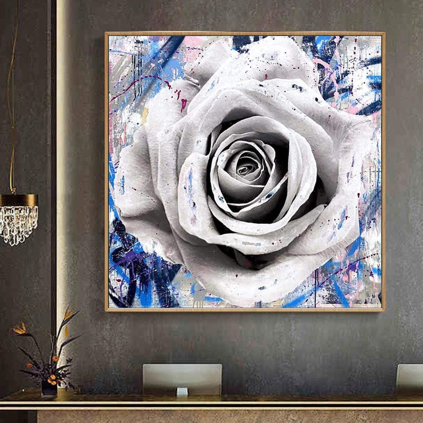 Amazon.co.jp: バラの花ストリートグラフィティアートキャンバス絵画